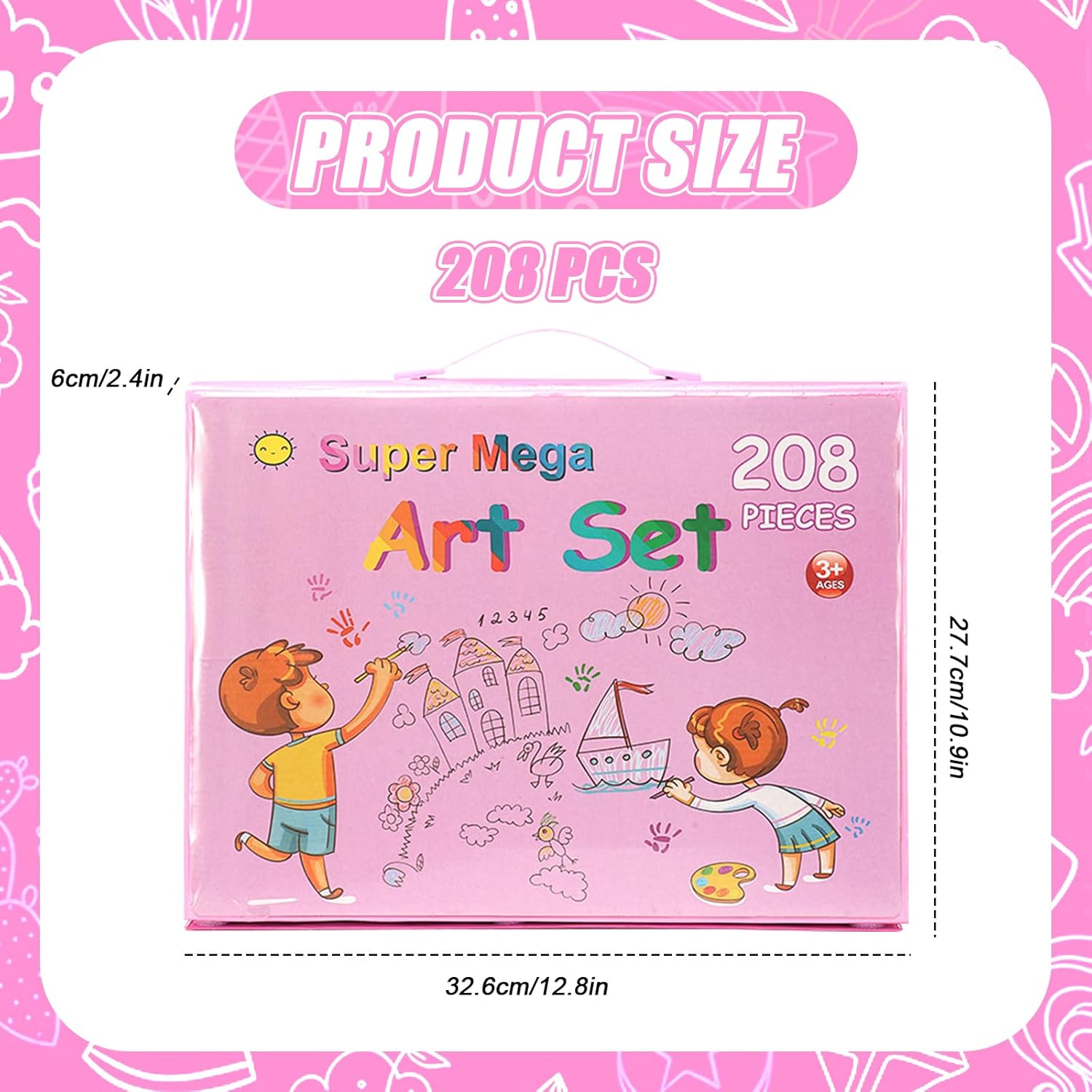 208-Piece Art Set with Easel - Complete Drawing Kit for Kids & Adults, Includes Oil Pastels, Crayons, Watercolour Pens, Coloured Pencils - Good Stationery for Kids Age 8-10
