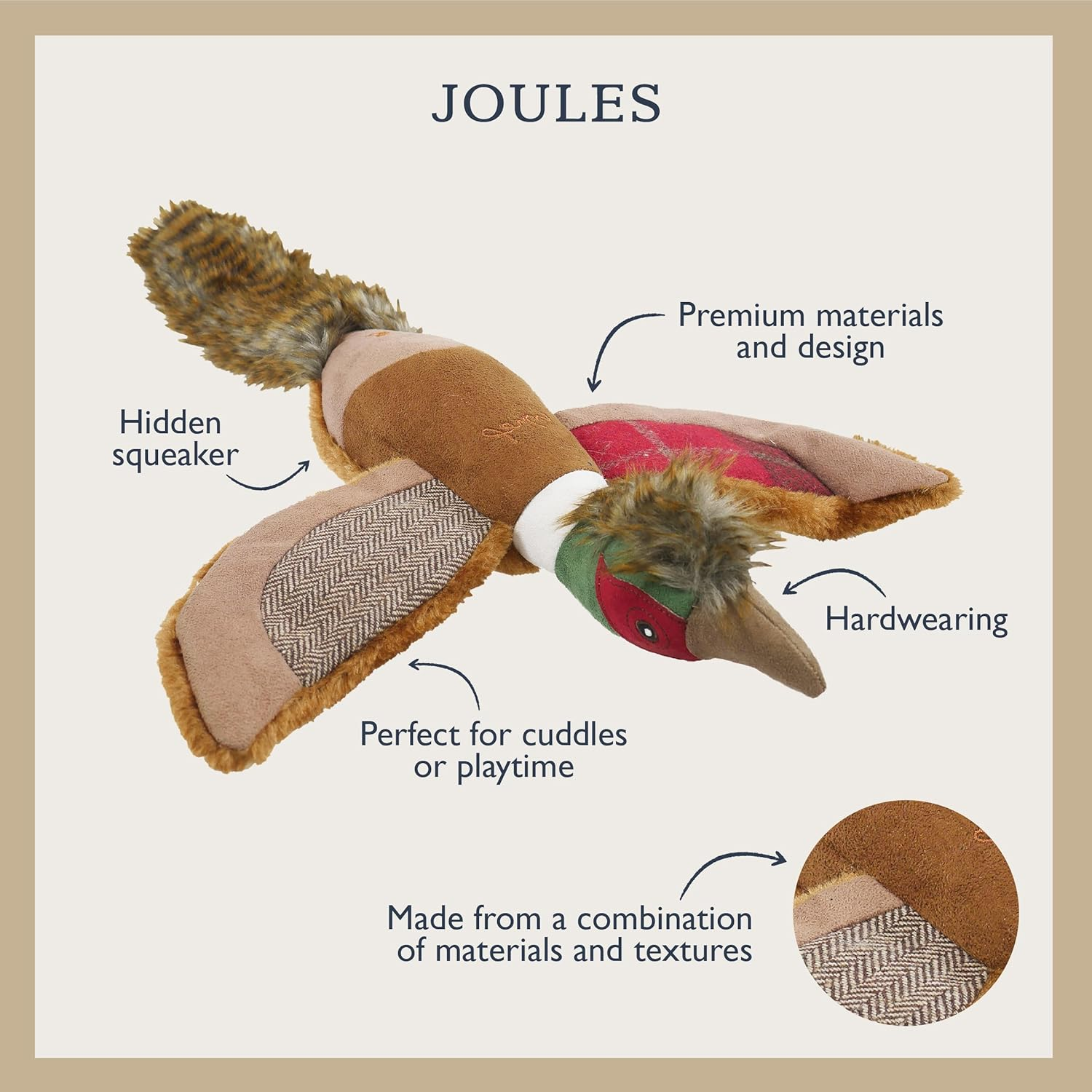 Rosewood Joules Pheasant Dog Toy, One Size, Red, 0.1 Kg image number 2