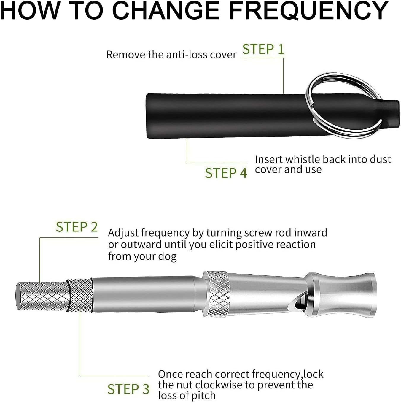 Dog Whistle Stop Barking 2-Pack &ndash; Ultrasonic Adjustable Silent Dog Training Whistle with Lanyard (Black & White), Professional Recall & Anti-Bark Tool for Dogs, Portable for Hiking/Park/Home image number 4