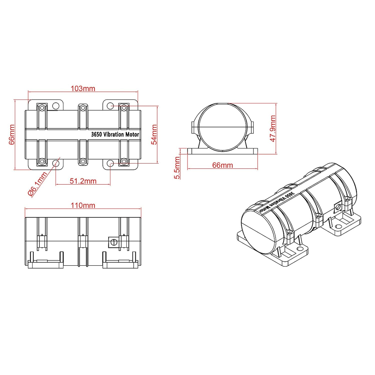 DC 24V Strong Mini Vibration Motor, 3800RPM Adjustable Energy Saving Electric Vibration Motor DIY Portable Massager Vibration Motor Rotary Speed Vibrating Motor for Massage Bed Vibration Chair image number 1
