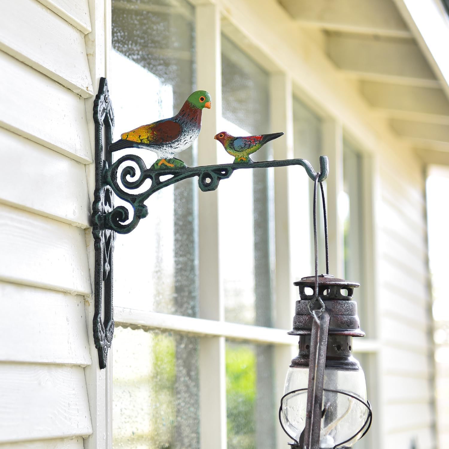 Sungmor Cast Iron Hanging Plant Bracket, 2 Pack Heavy Duty Hanging Basket Brackets, 10" Deep Outdoor Wall Plant Hangers, Decorative Garden Hooks for Flower Basket Bird Feeder Wind Chime Solar Light - Brown - 2Pcs  10 Inch image number 4