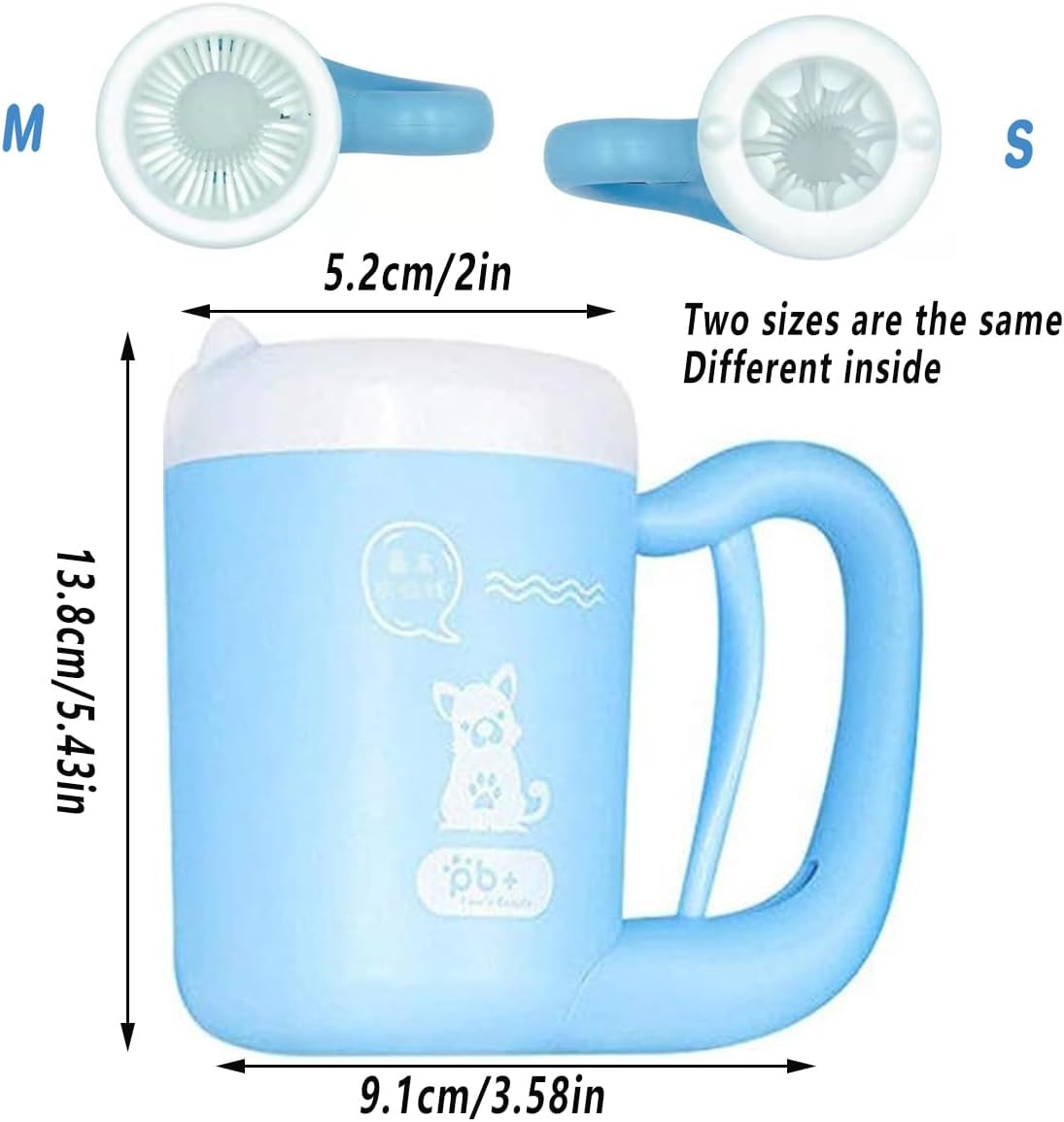 AIMALL 1 Pet Foot Washing Cup Dog Paw Cleaner with 360&deg; Silicone Brush for Cats and Dogs Two 3.58X5.43 Inches image number 3