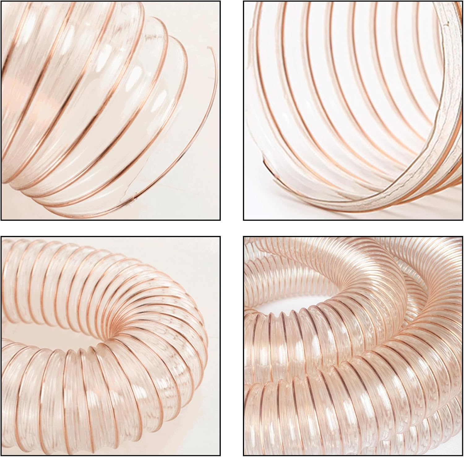 Acbbmns Clear PU Polyurethane Dust Collection Hose 4 Inch 9.8FT Heavy Duty Flexible Ducting Hose Air Exhaust Pipe Vent Hose (9.8FT / 3 Metres) image number 3