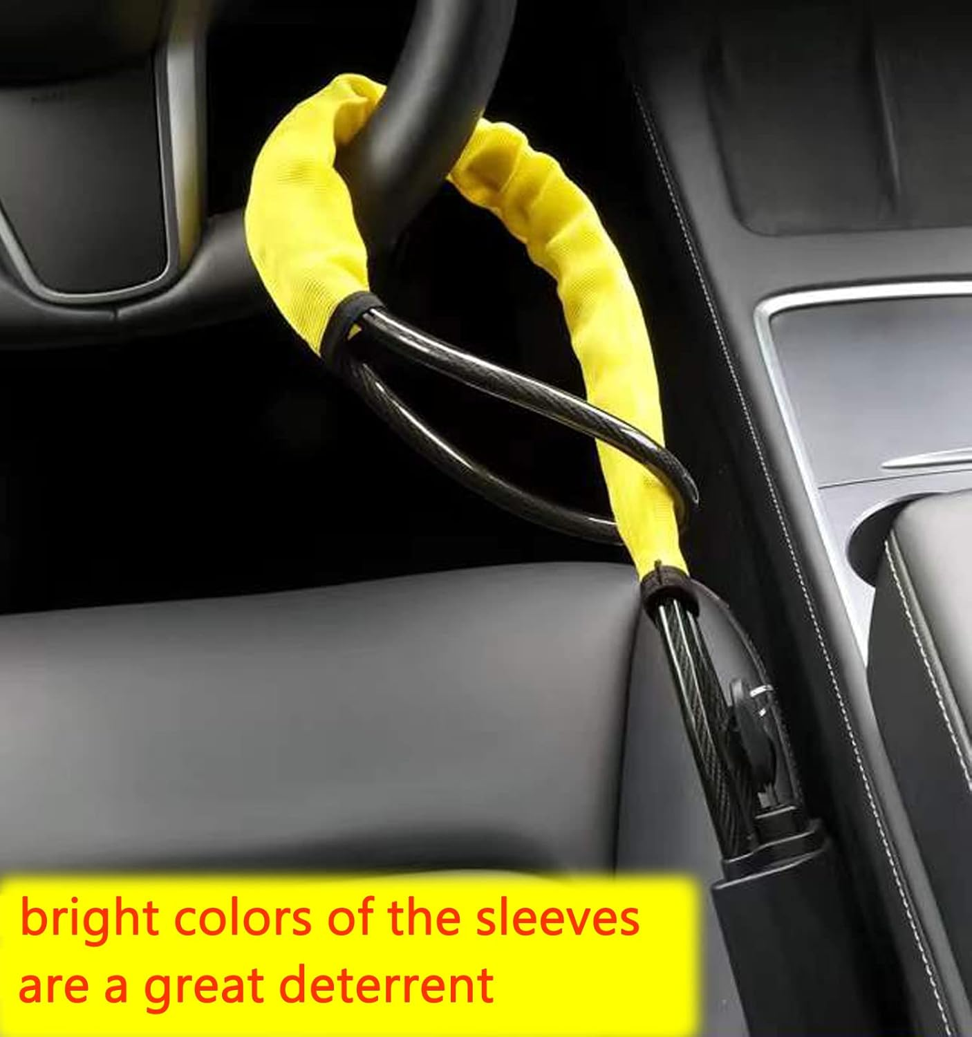 ASENDIWAY Steering Wheel Lock Seat Belt Lock anti Theft Device Car Lock Car anti Theft Prevention Security with 2 Keys Universal Fit Most Cars Vehicle Truck SUV Van (Yellow) image number 5