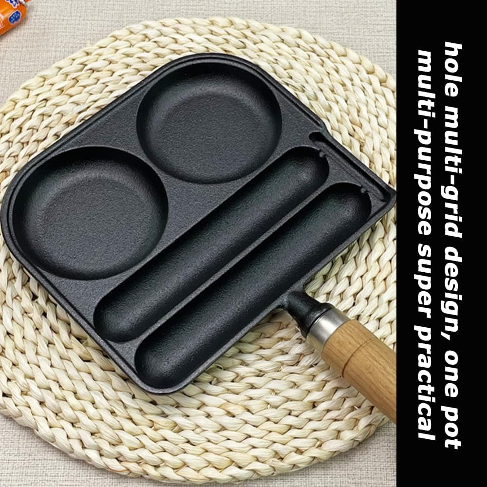 Nonstick Egg Frying Pan, 2-Cup Breakfast Skillet for Pancakes, Burgers & Sandwiches, Multi-Section Divided Pan, Easy to Clean, Compatible with Gas Stove & Induction Cookware image number 2