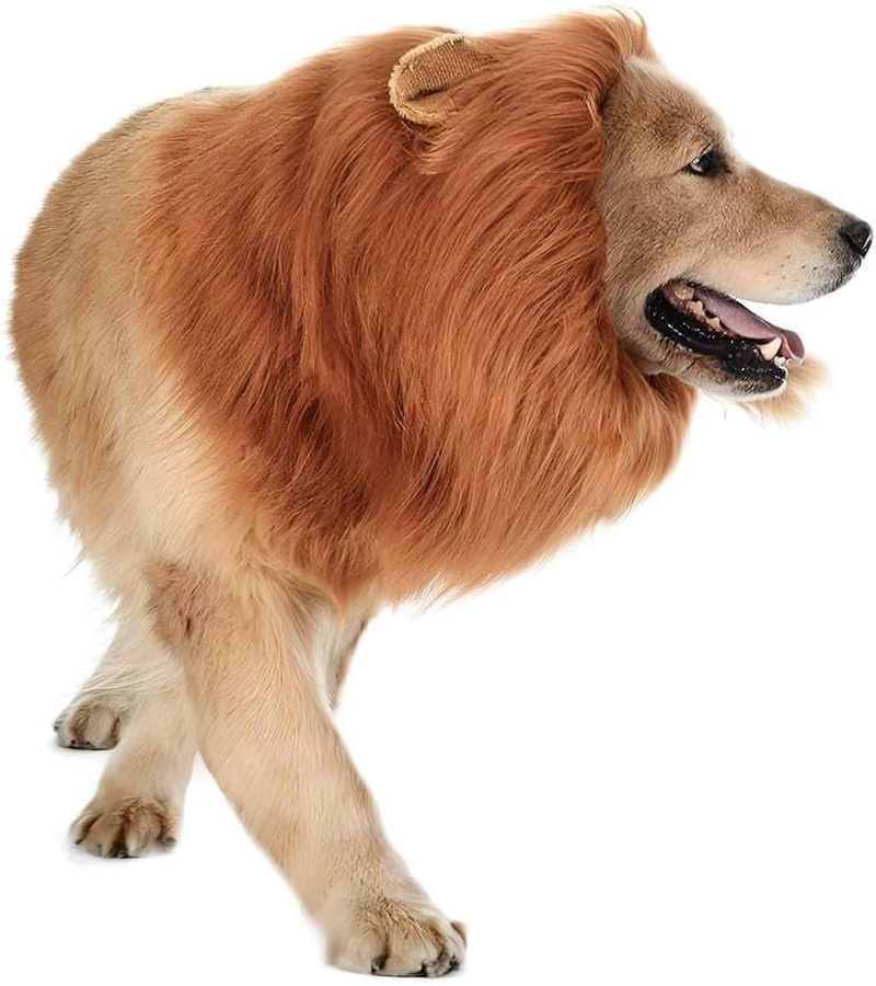 Lion Mane Wig for Dog and Cat Costume Ear and Tail Funny for Medium to Large Sized Dog Golden Retriever Halloween Lion Costumes image number 2