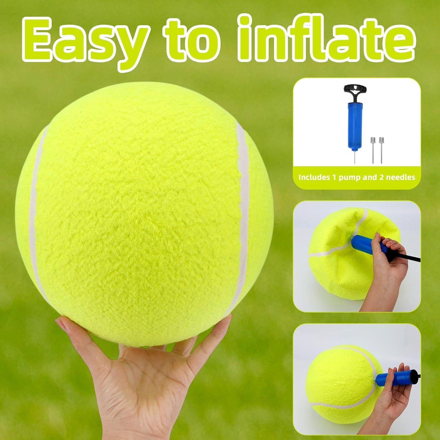 9.45 Inch Giant Herding Ball for Dogs, Extra Large Tennis Ball for Dogs with Pump & 2 Needles Fun Fetch & Training Pet Outdoor Toy image number 6