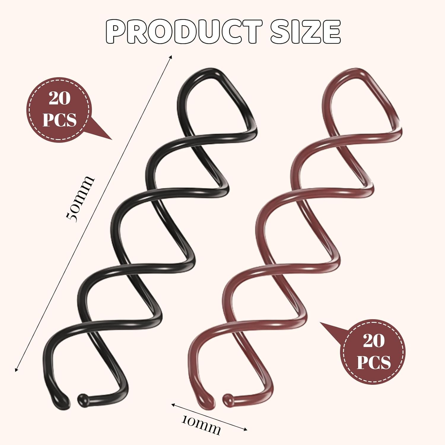 Auroriel French Spiral Hair Pins, 40 Pieces Spiral Hair Pins as Hair Clips for DIY Hair Styling, Hair Accessories, Suitable for Fine, Thick and Long Hair (Black & Brown) image number 6