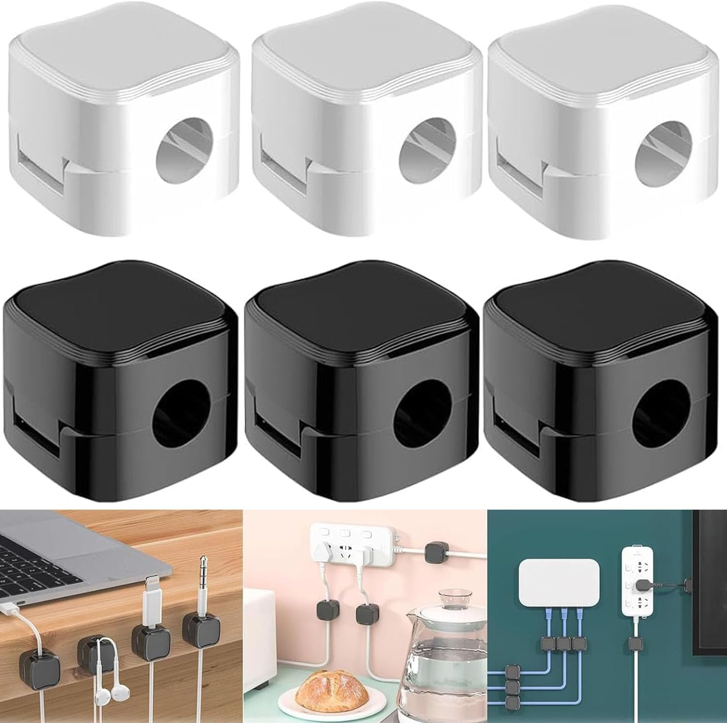 6 PCS Charging Cable Magnetic Cable Organizer Storage Holder, Uierty Charging Cable Magnetic Cable Organizer Storage Holder, Uierty Cable Management, Easy Secure under Desk Cable Management for Home image number 2