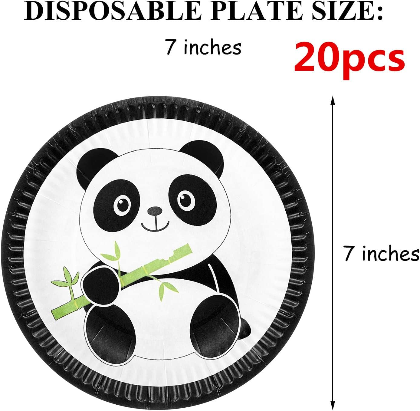 Black White Panda Party Supplies, 40 Pieces Panda Disposable Tableware Set with Panda Plates Cups for Kids Baby Shower Birthday Decorations,For 20 Guest