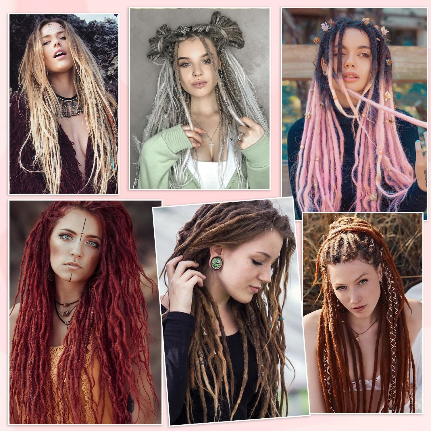 22 Inch Dreadlock Extensions Single Ended, Ombre Light Brown to Blonde Thin 0.8Cm Dreads, 10 Pcs Synthetic Braid-In Reggae Hippie Crochet Dreads for Women