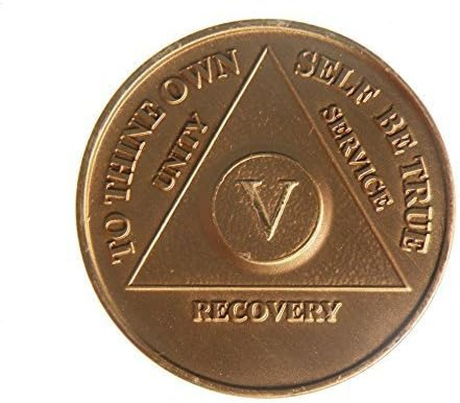 5 Year Bronze AA (Alcoholics Anonymous) - Sober / Sobriety / Birthday / Anniversary / Recovery / Medallion / Coin / Chip by Generic image number 1
