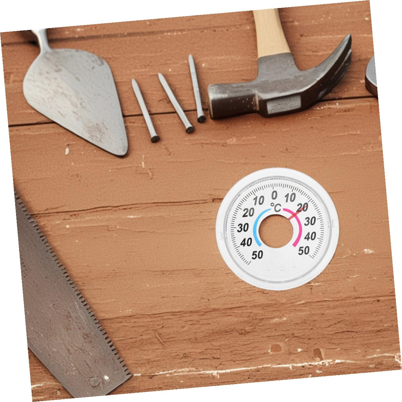 Portable Indoor Door Window Thermometer Analog Pointer Style Accurate Temperature Gauge Compact round Design for Home and Greenhouse Use image number 1