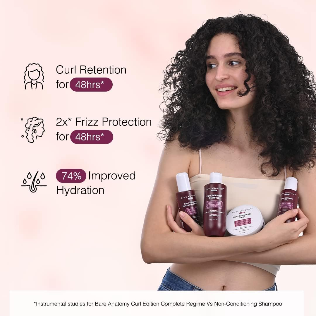 Bare Anatomy Curl Enhancing Hair Mask | Smoothens & Conditions Hair with Curl Retention & 2X Frizz Protection for 48 Hours | Coconut Oil| Hyaluronic Acid & Castor Oil | Sulphate & Paraben Free | 250G image number 5