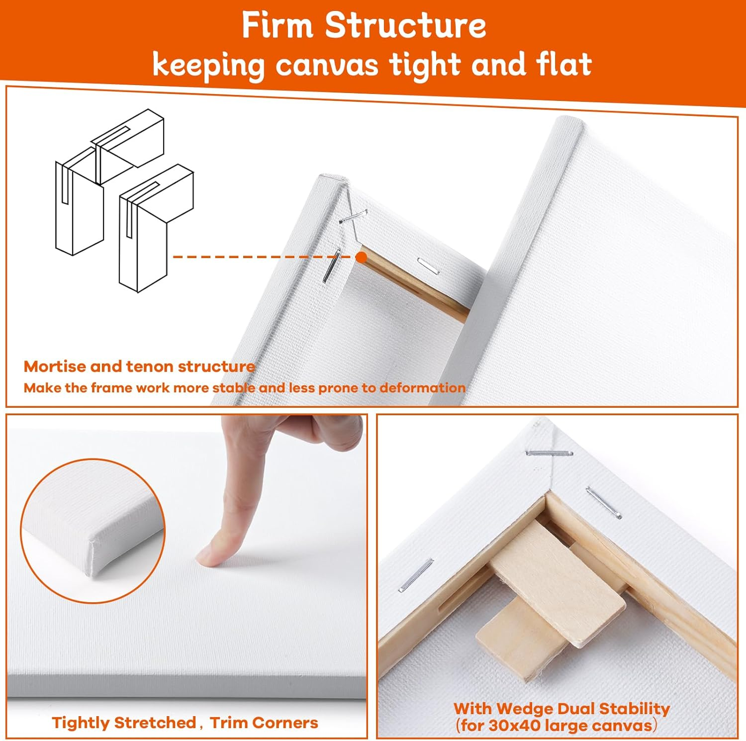Koncci Stretched Canvas for Painting, 10 Packs Multiple Sizes Canvases Set, 10X15, 15X20, 20X25, 25X30, 30X40Cm, 280GSM Stretched Wooden Canvas Frames for Acrylic Oil Watercolor, Artist & Beginner image number 5