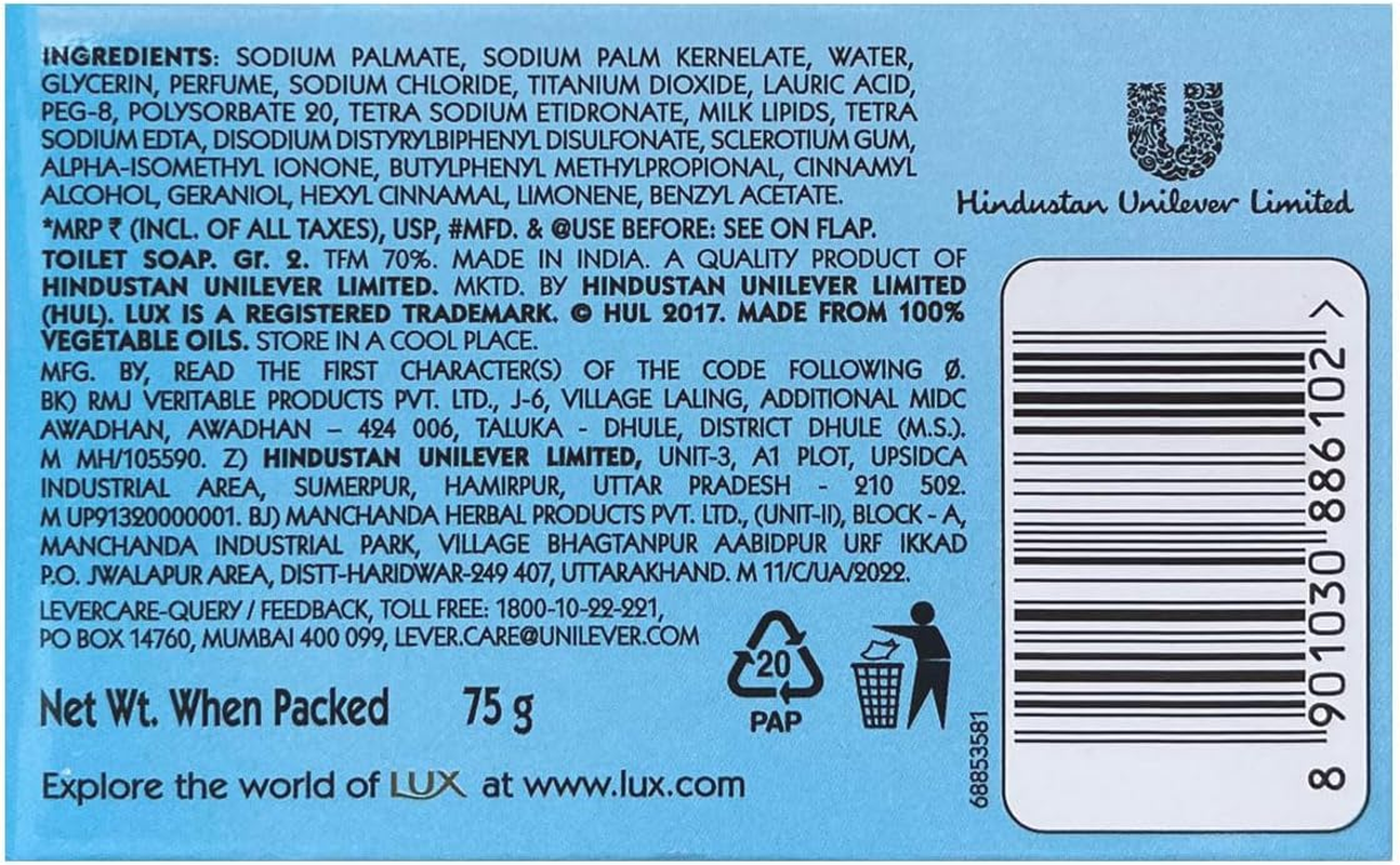 LUX International Creamy Perfection Soap with Swiss Moisturisers & Delicate White Flower Scent - 125 G (Pack of 3)