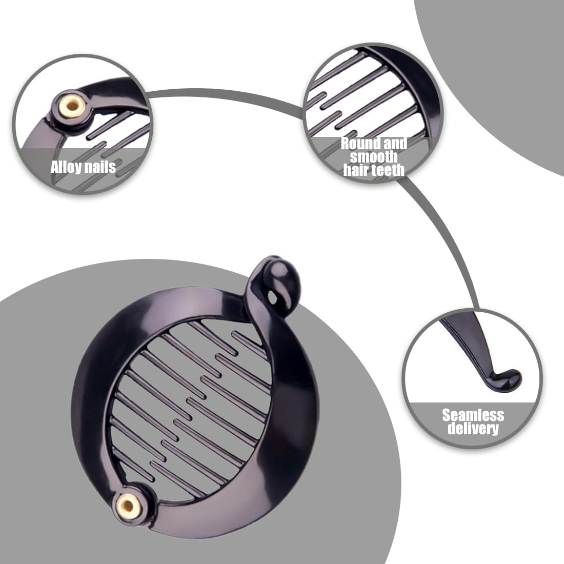 Set of 3 Banana Hair Clips Clincher Banana Clips for Thick Hair - round Hair Clips as Non-Slip Ponytail Holder - Ideal for Women and Girls as Hair Styling Accessories image number 5