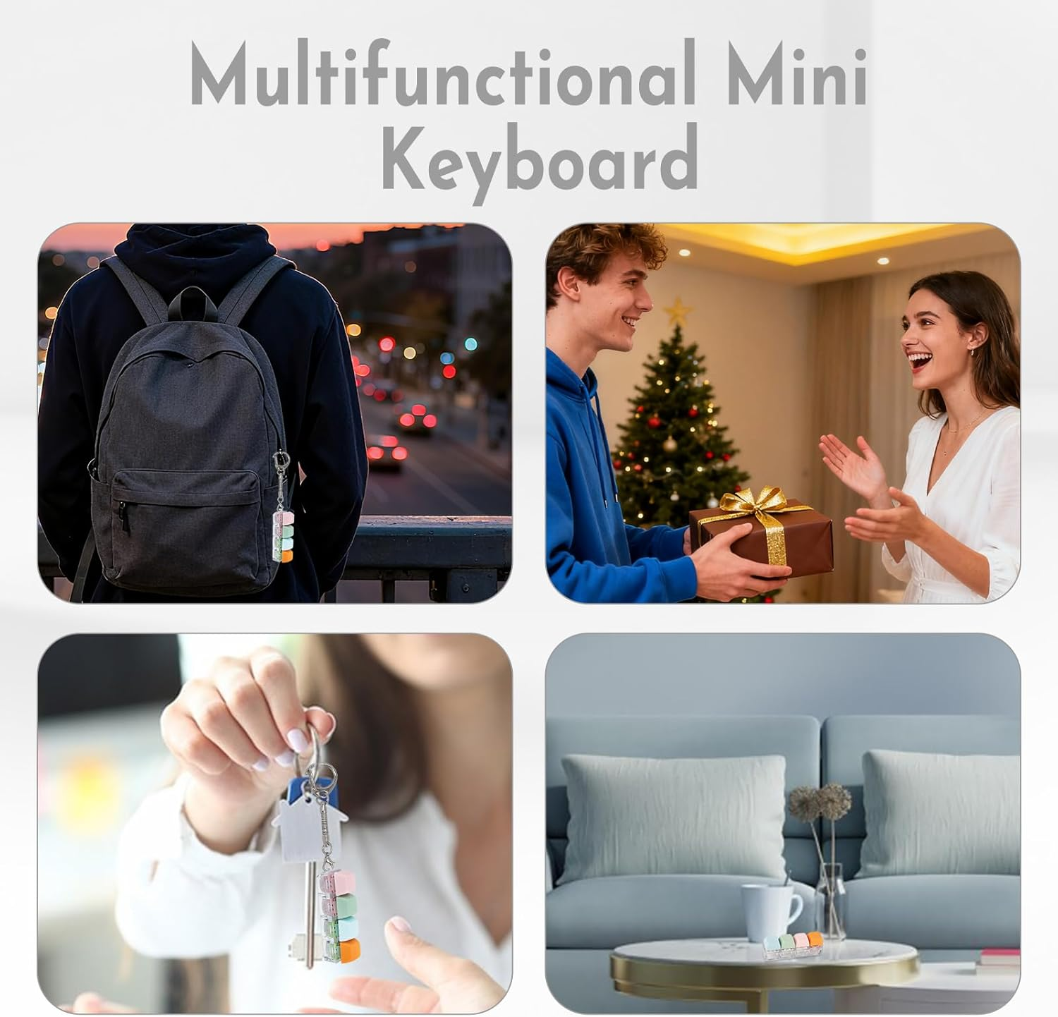 Byhoo Keyboard Fidget Toys, Quiet Fidget Toys for Relieve Stress, Fidget Keychain of 4 Colors Keyboard Clicker, Silent Fidget Keyboard for Study Room, Library and More Quietness Place image number 6