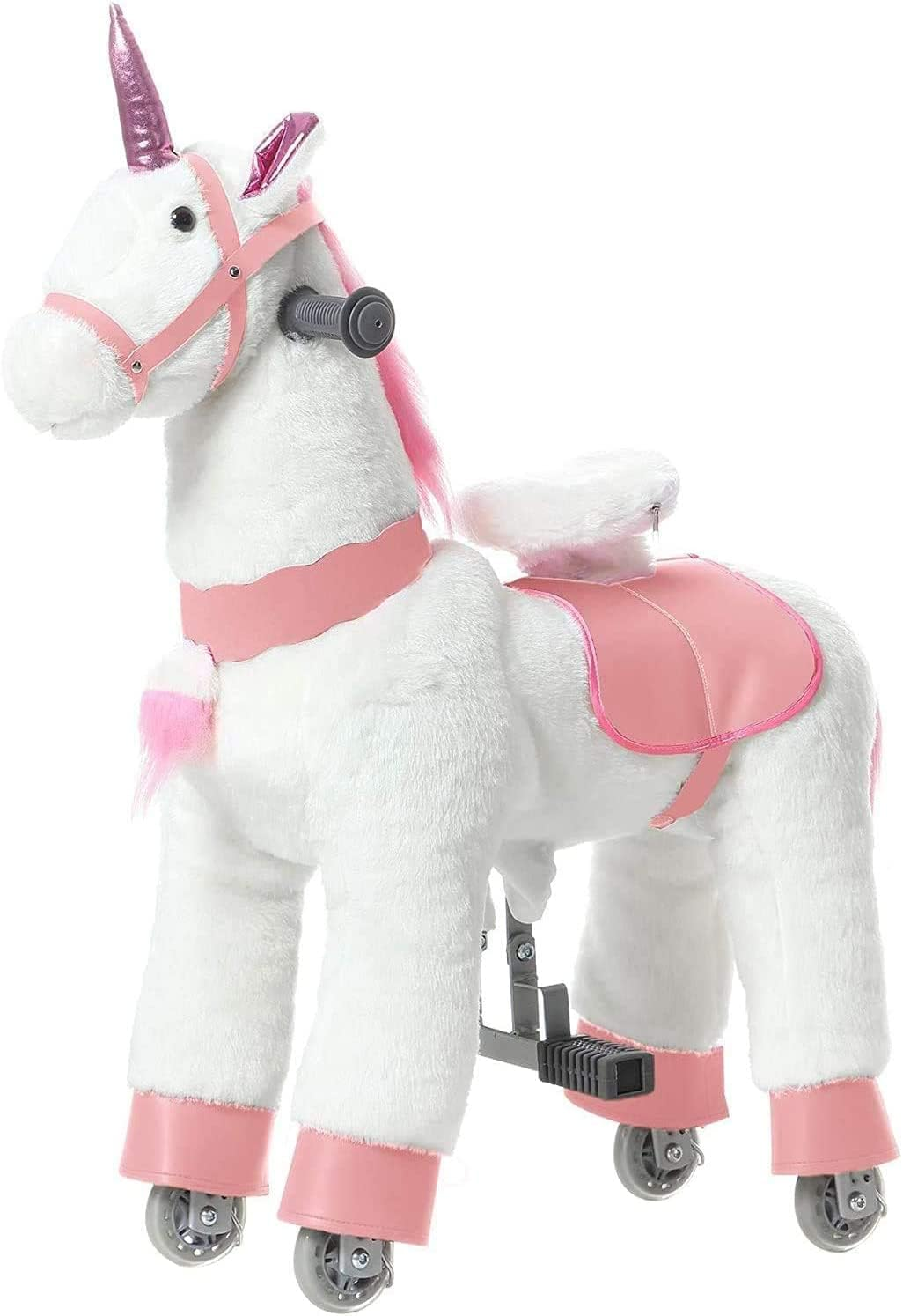 SWAGITLOUD PONYEEHAW Walking Horse Ride on Toy Plush Animal Pink Unicorn Small Size for Ages 3-6 Years image number 6