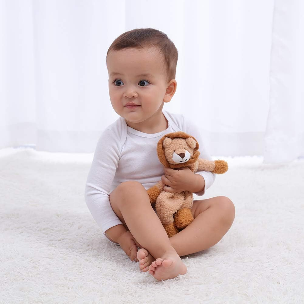 Apricot Lamb Snuggler Plush Infant Stuffed Animals Hug Lion Security Blanket Plush Baby Lovey (Hug Lion, 10Inches)
