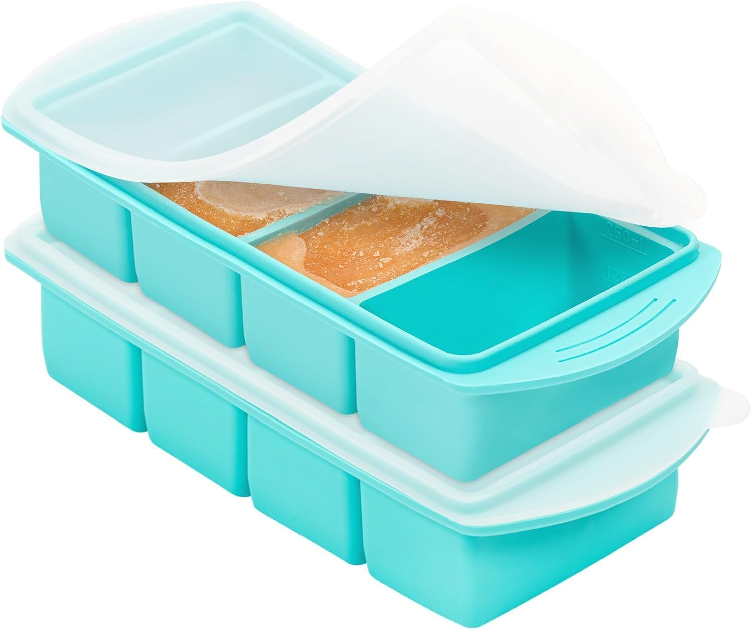 KALEDE&reg; Silicone Freezer Trays with Lid, 2Pack Silicone Freezing Tray for Broth Soup Storage - Freeze 250Ml 250Ml Souped Portion image number 4