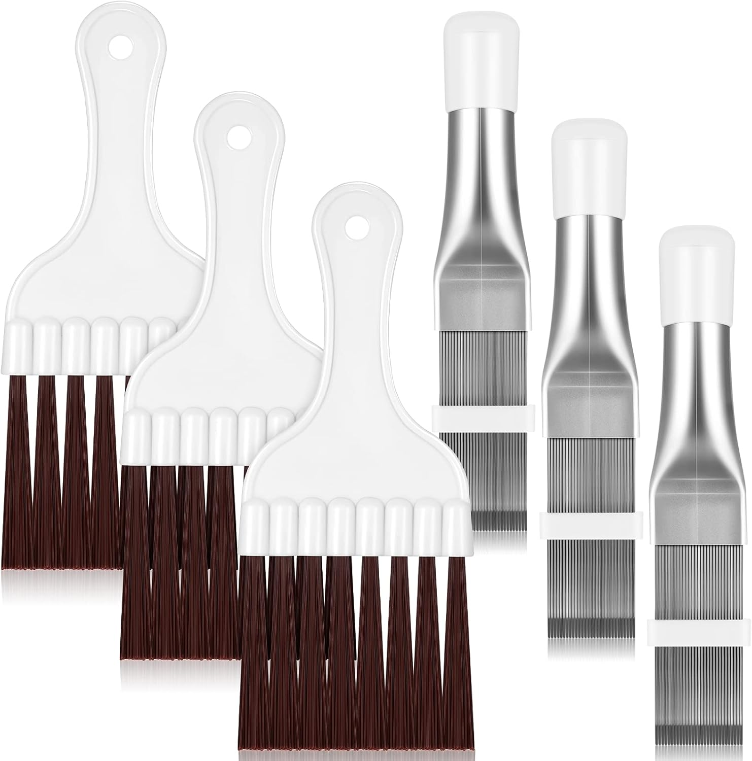 2 Pieces Air Conditioner Condenser Fin Comb, Fin Cleaning Brush Air Conditioner Fin Cleaner Refrigerator Coil Cleaning Whisk Brush Metal Fin Evaporator Radiator Repair Tool