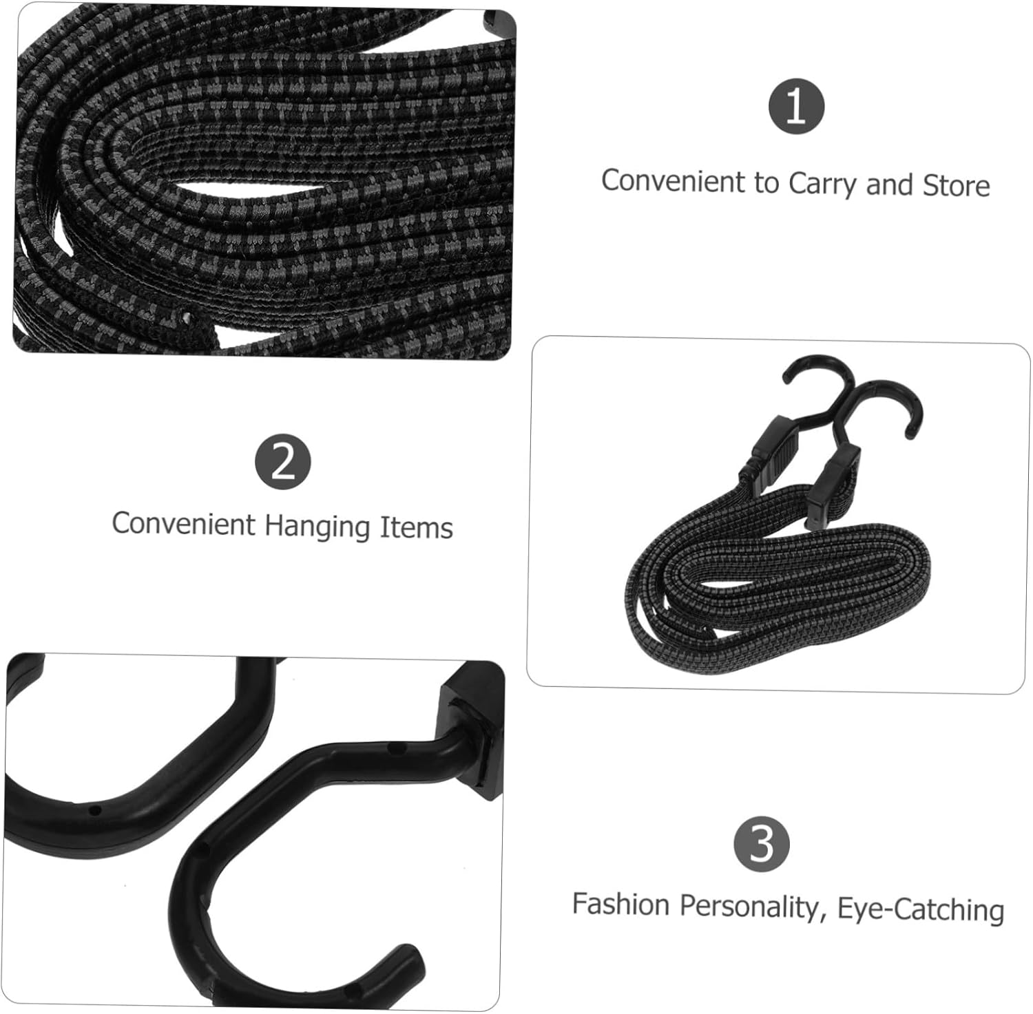 2Pcs Flat Bungee Cords with Hooks Elastic Cargo Tightening Straps for Motorcycle Bike Kayak Luggage Fixing Tie down Rope image number 2