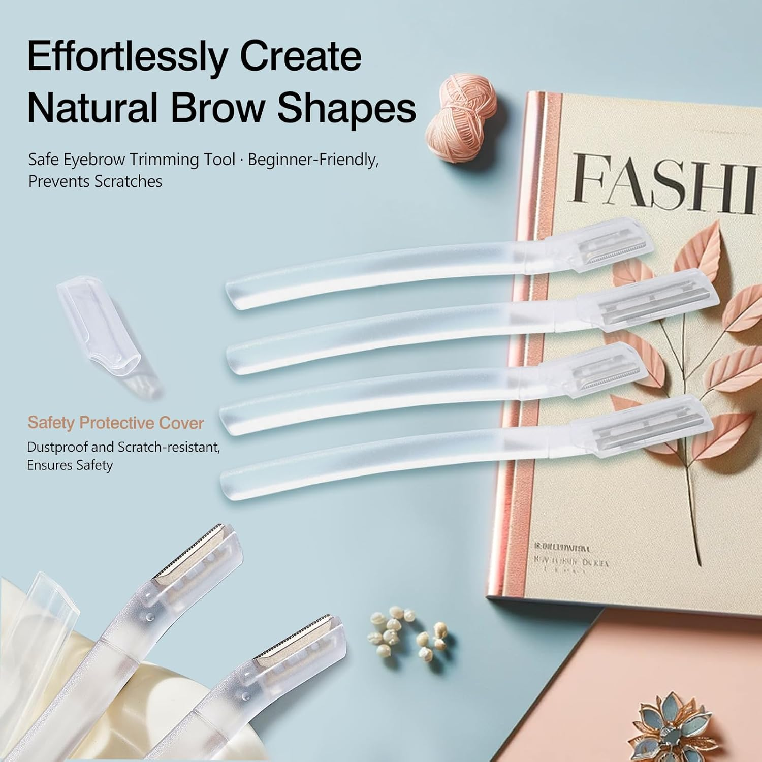 Kootinn 10-Pack Professional Dermaplaning Razor for Women: Peach Fuzz, Facial & Eyebrow Hair Removal, Transparent image number 4