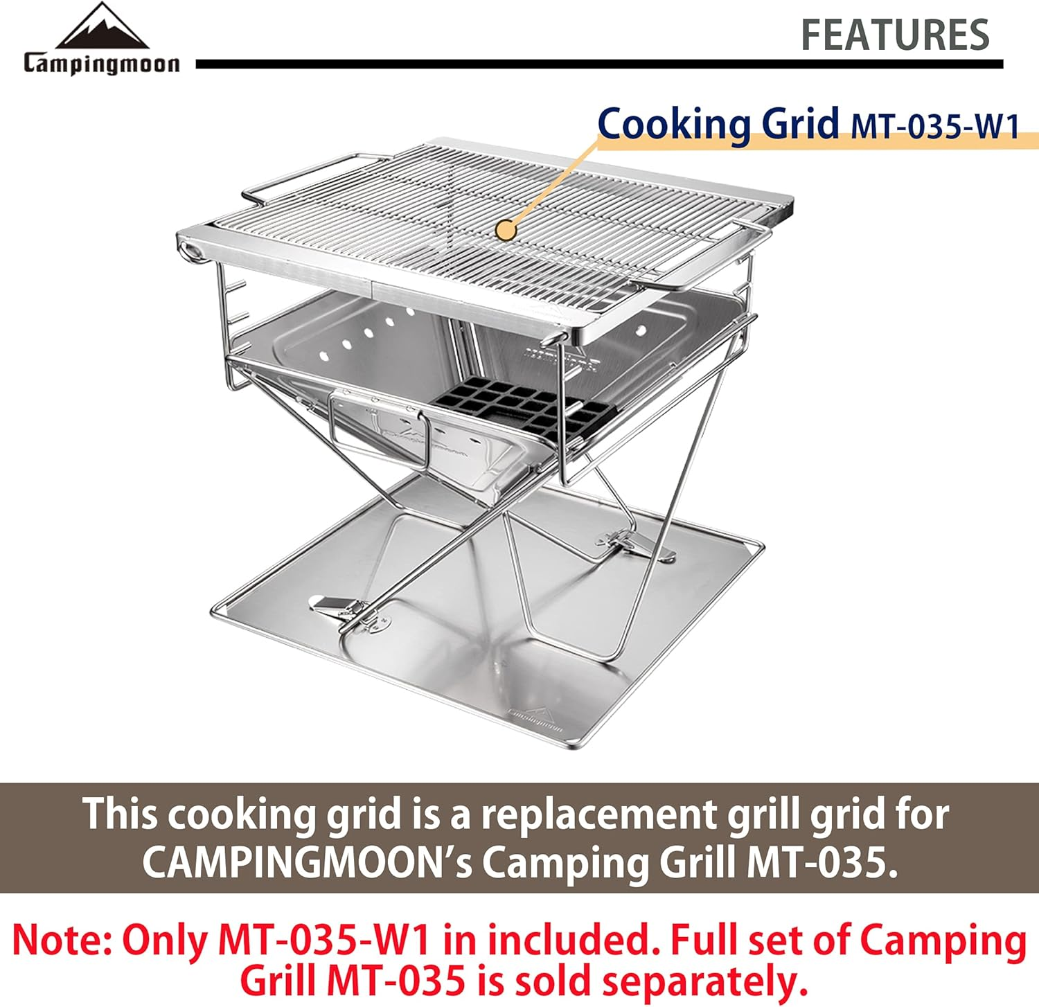 CAMPINGMOON Camping Cooking Grill for MT-035 (MT-035-W1) image number 3