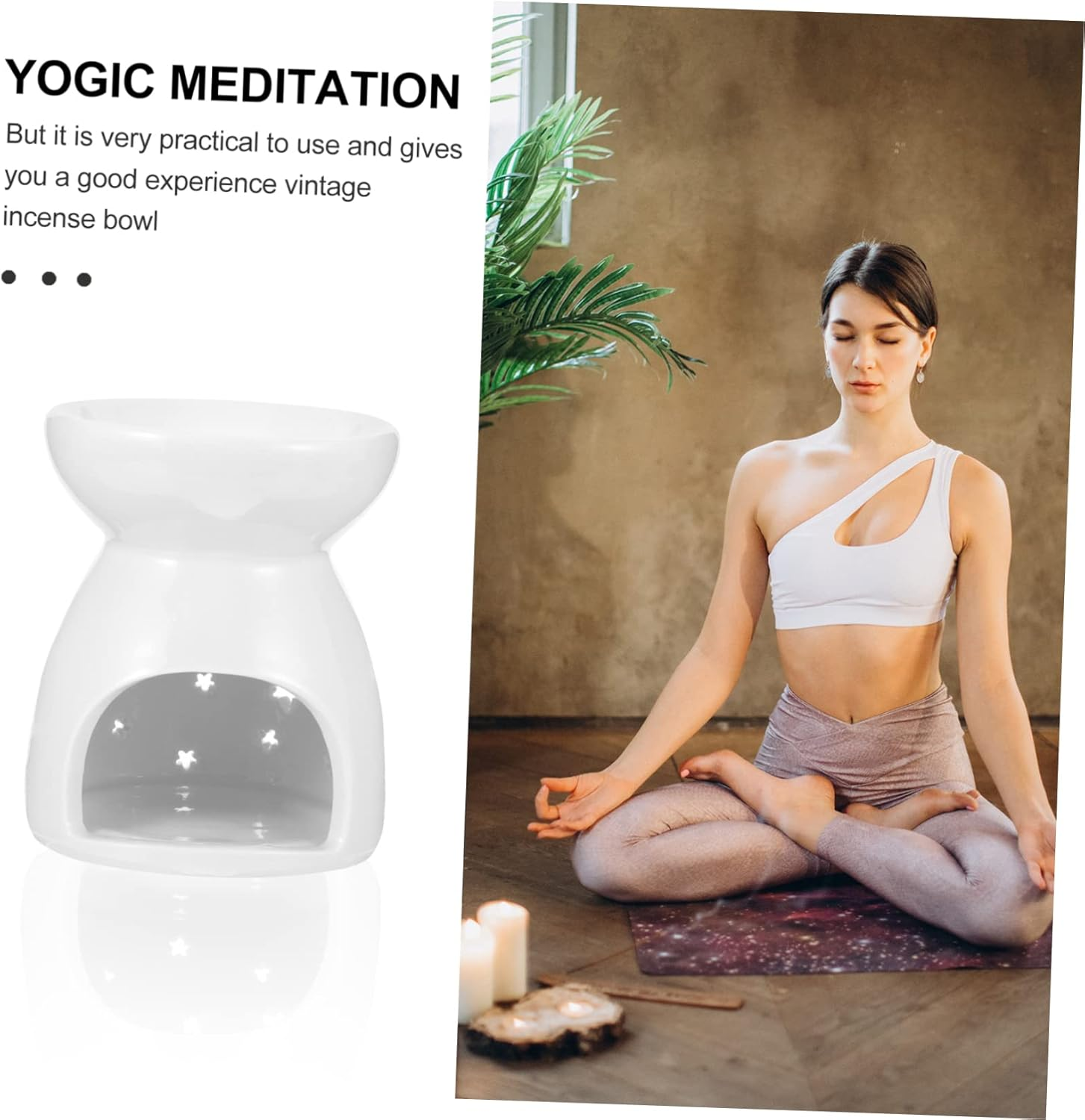 Ceramic Wax Melt Burner Small Tealight Candle Holder Hollow Incense Aroma Diffuser Creative Essential Oil Warmer for Home Decor image number 1