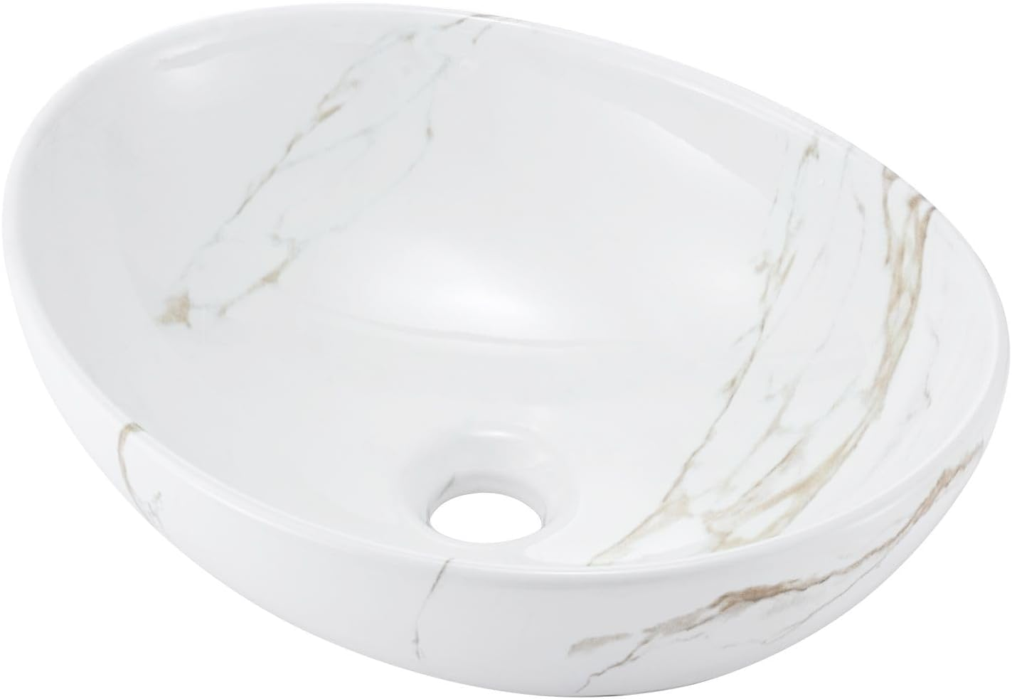 Luxsuite Oval Bathroom Sink Vanity Washing Basin Vessel Ceramic above Counter Hand Wash Bowl Toilet Countertop White image number 5