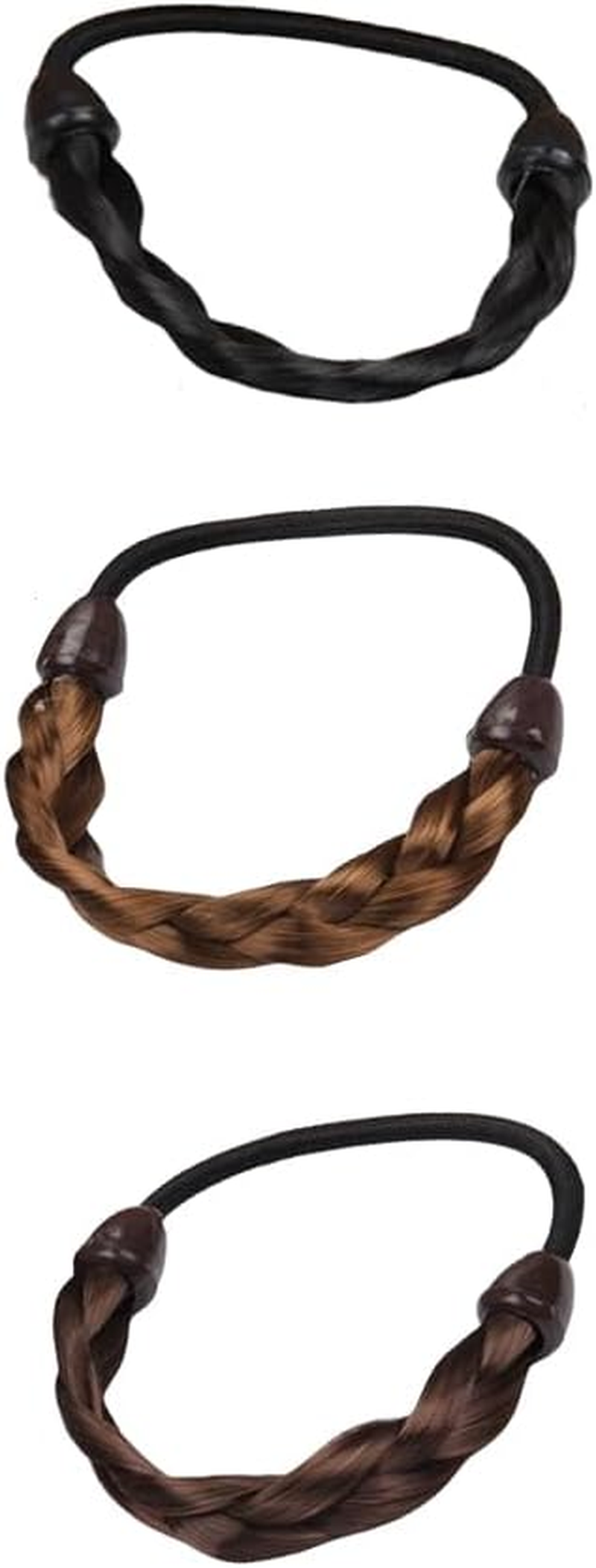 Elastic Hair Band Braided Wig Synthetic Wig Elastic Rope Braided Headband Ponytail Holder for Women and Girls 3 Pieces (3 Colors) image number 4