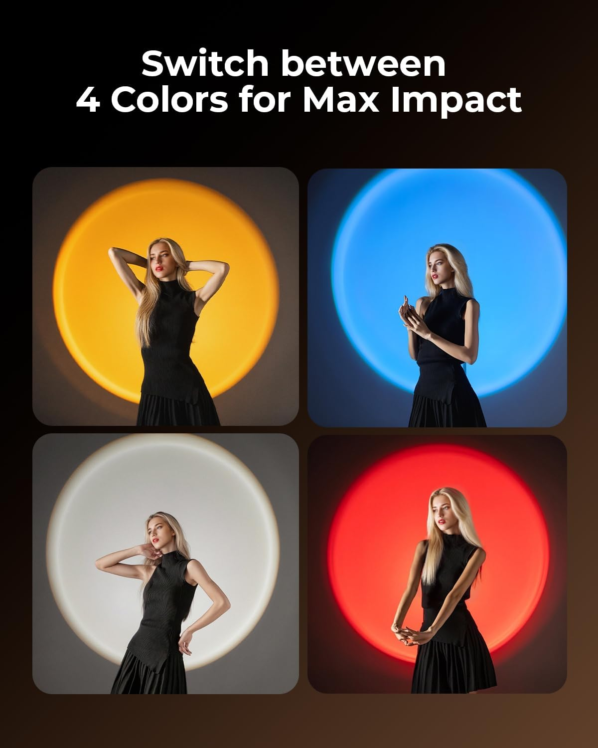 SMALLRIG RGB LED Photography Flashlight, 7500Mah Aluminum Alloy Patterned Ambient Light, 4 Color Fill Light with 20 Patterned Light Filters, Perfect for Photo, Content Creation Accessorie RF10C 4634 image number 6