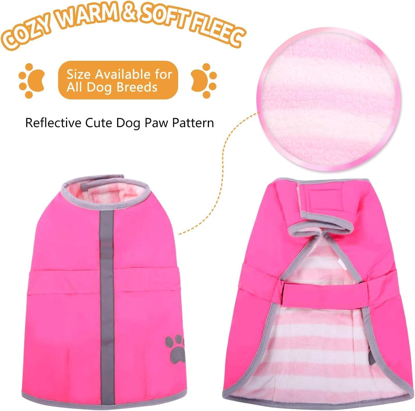 Cold Weather Dog Coats Loft Reversible Winter Fleece Dog Vest Waterproof Pet Jacket Available in Extra Small, Small, Medium, Large Extra Large Sizes image number 7