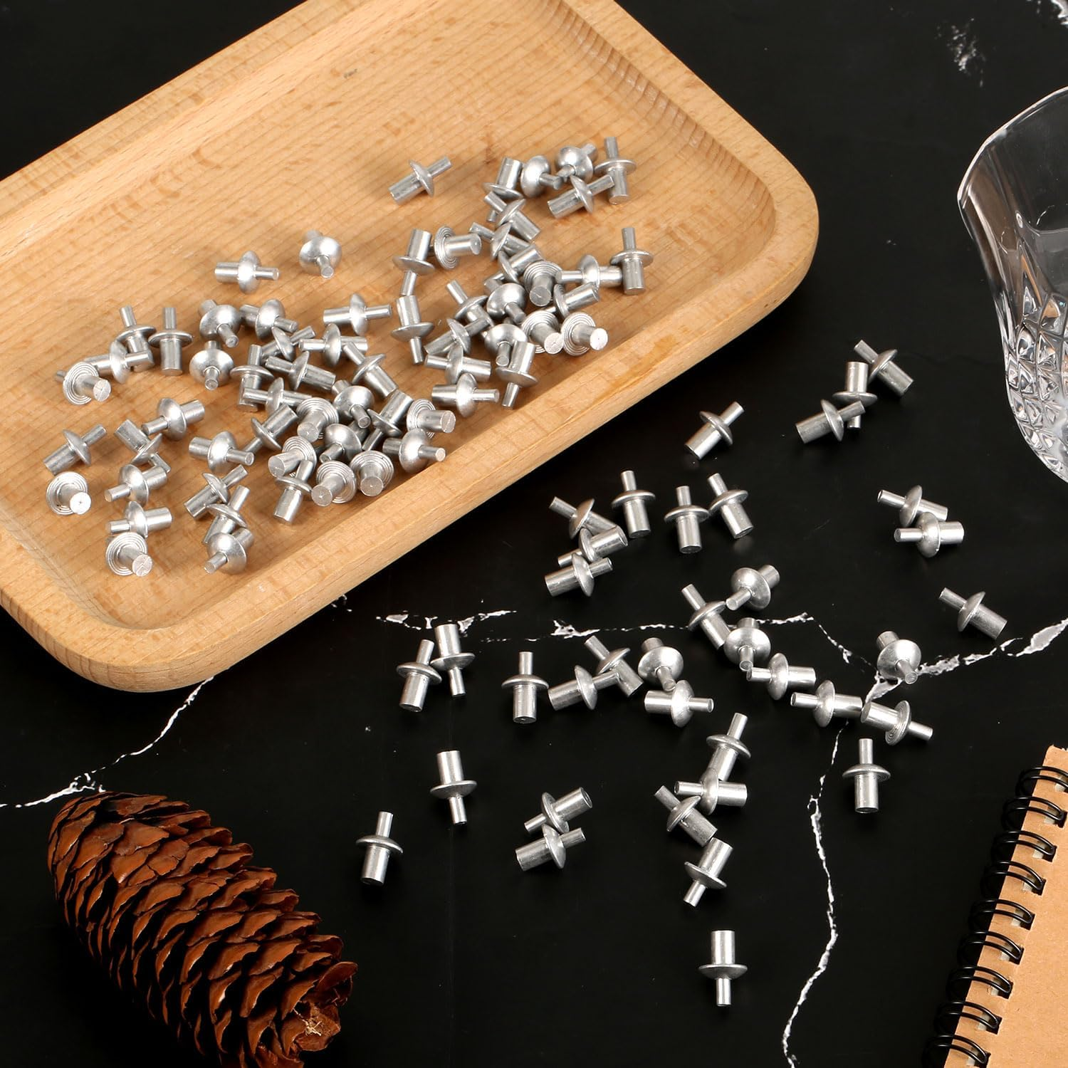100Pcs Hammer Rivets, Aluminum round Head Rivets Percussion Rivets Solid Rivets Percussion Type Expansion Rivets for Home Electronics image number 2