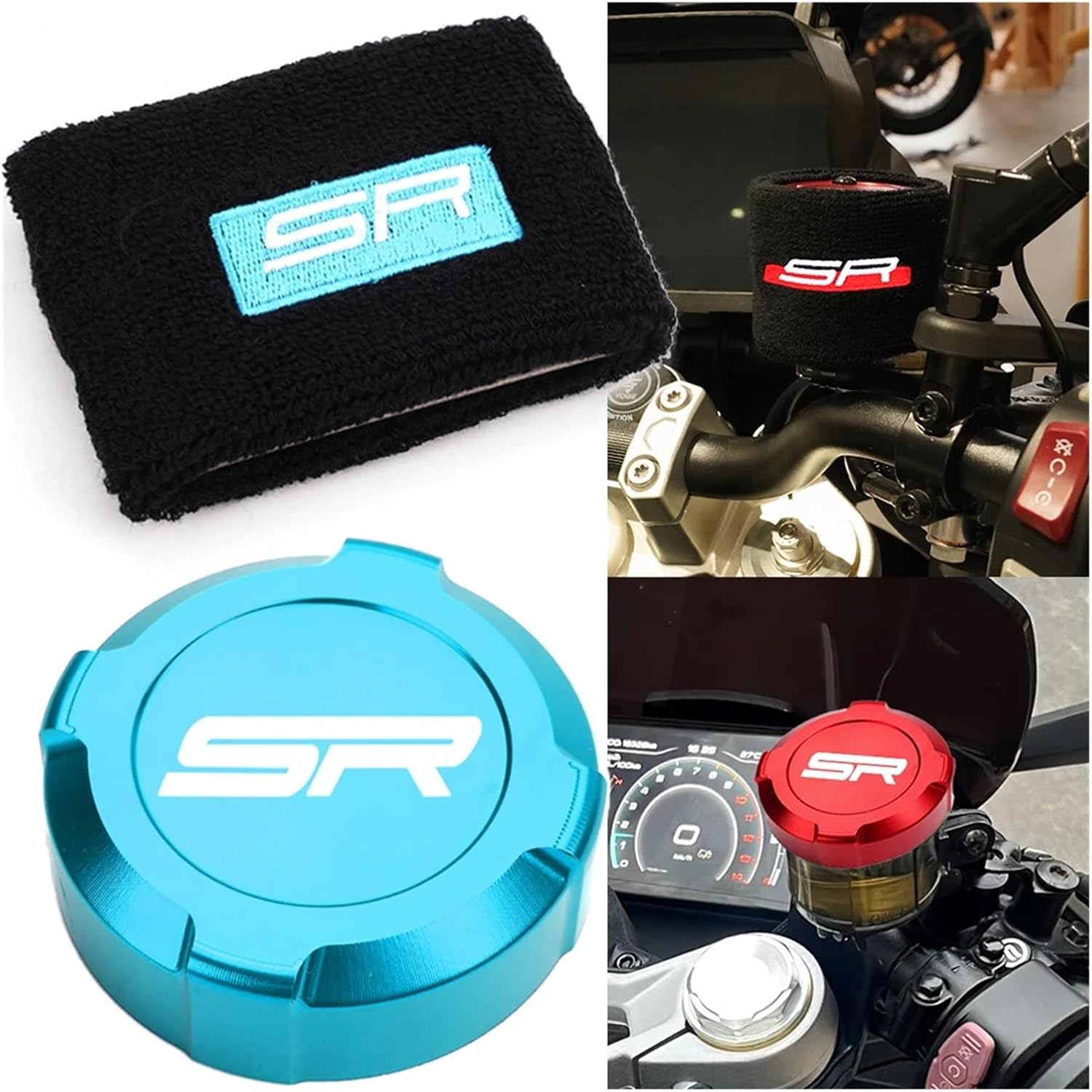 IEDZCUMC Compatible with CFMOTO 450SR 450CLC 700CLX 450SR 450CL2022 2023 2024+ Motorcycle Accessories Front Brake Clutch Reservoir Cover Shroud Guard(1Set Red-Sr) image number 5