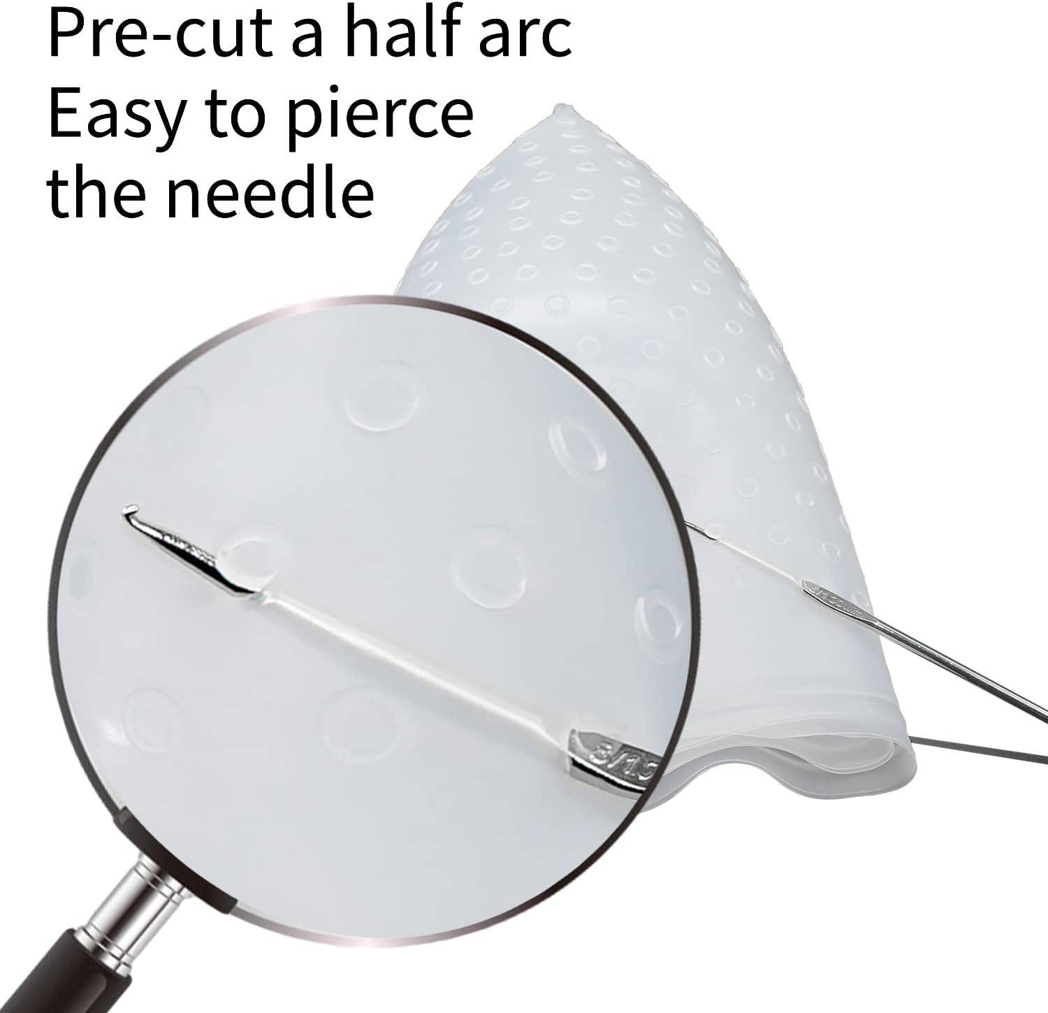 Pre Holes Highlighting Cap Reusable Bleaching Silicone Hair Highlight Cap with Hook Thick Hair Cap for Highlights DIY Dyeing Color image number 3