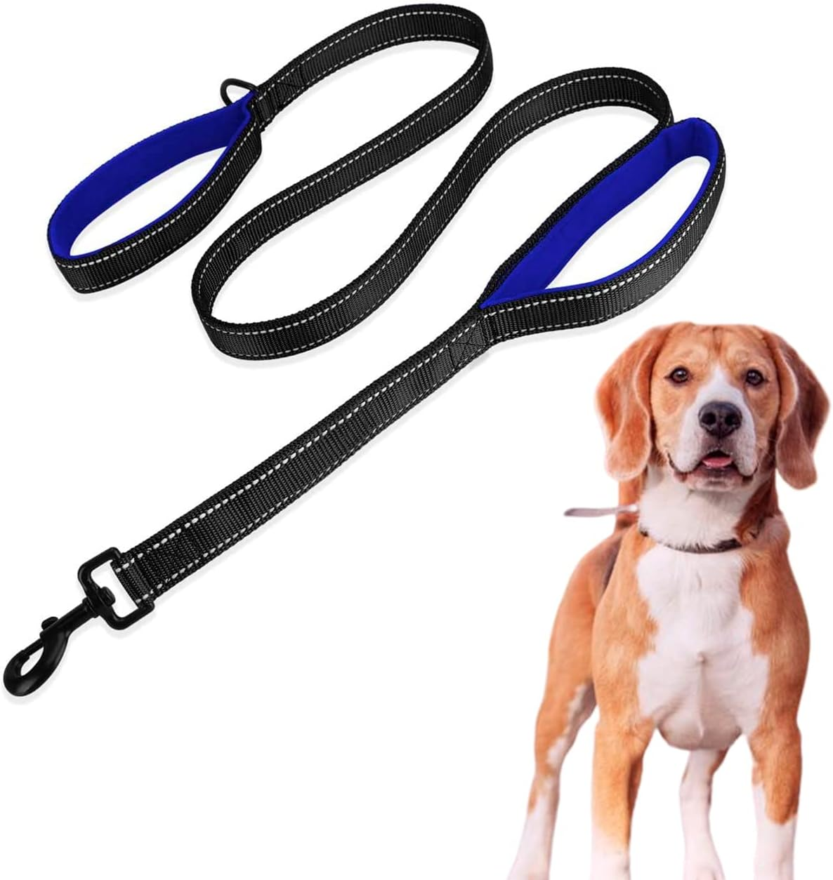 Edipets, Large Dog Leash with Double Padded Handle, Reflective 6Ft Non-Slip Dog Leash for Medium Large Dogs for Walking Your Pet (Black/Black)
