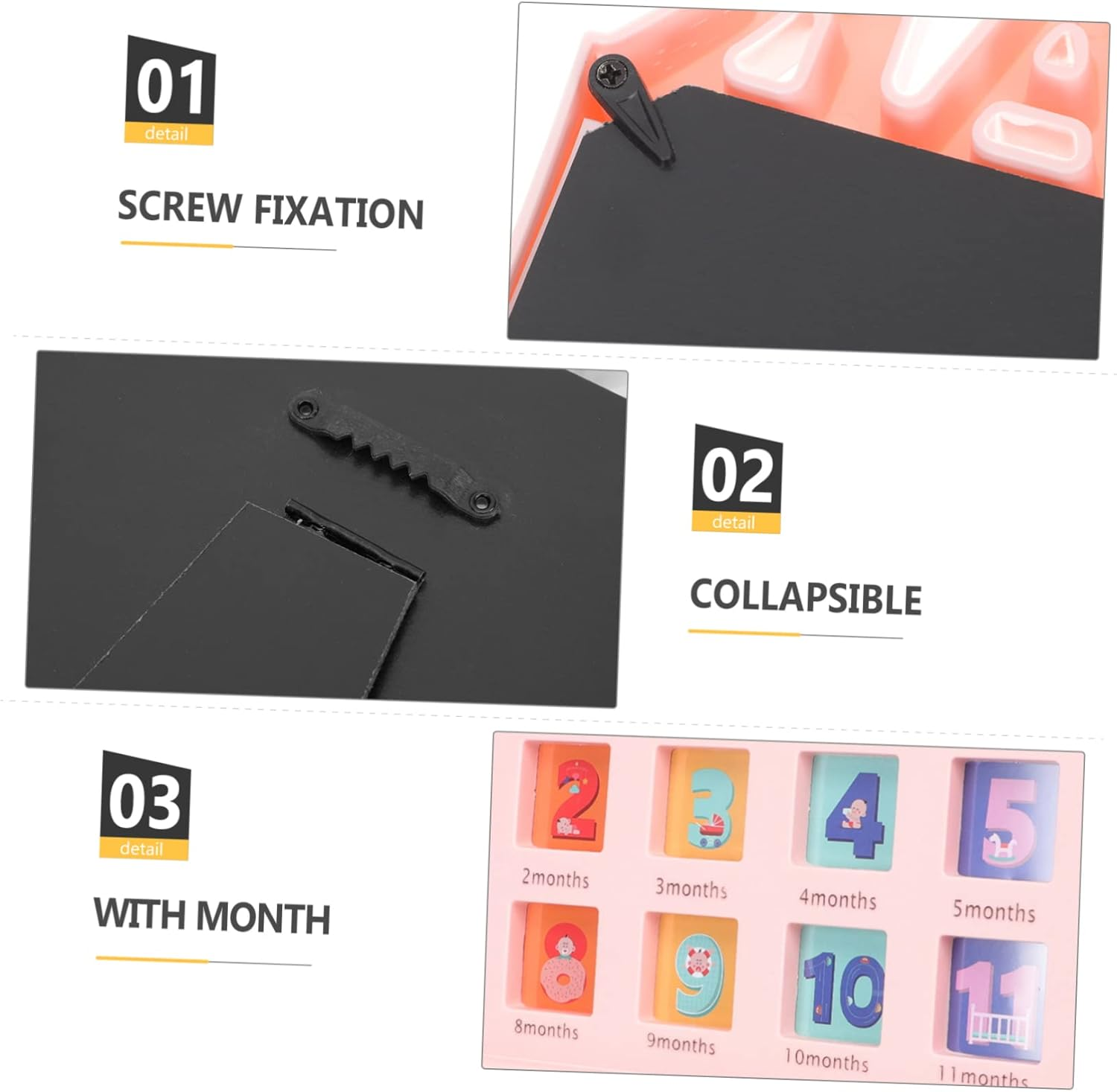 Boy Girl'S Growth Photo Frame Month Milestone Frame for Boy Girl Newborn Girl Nursery Decor Growth Record image number 6