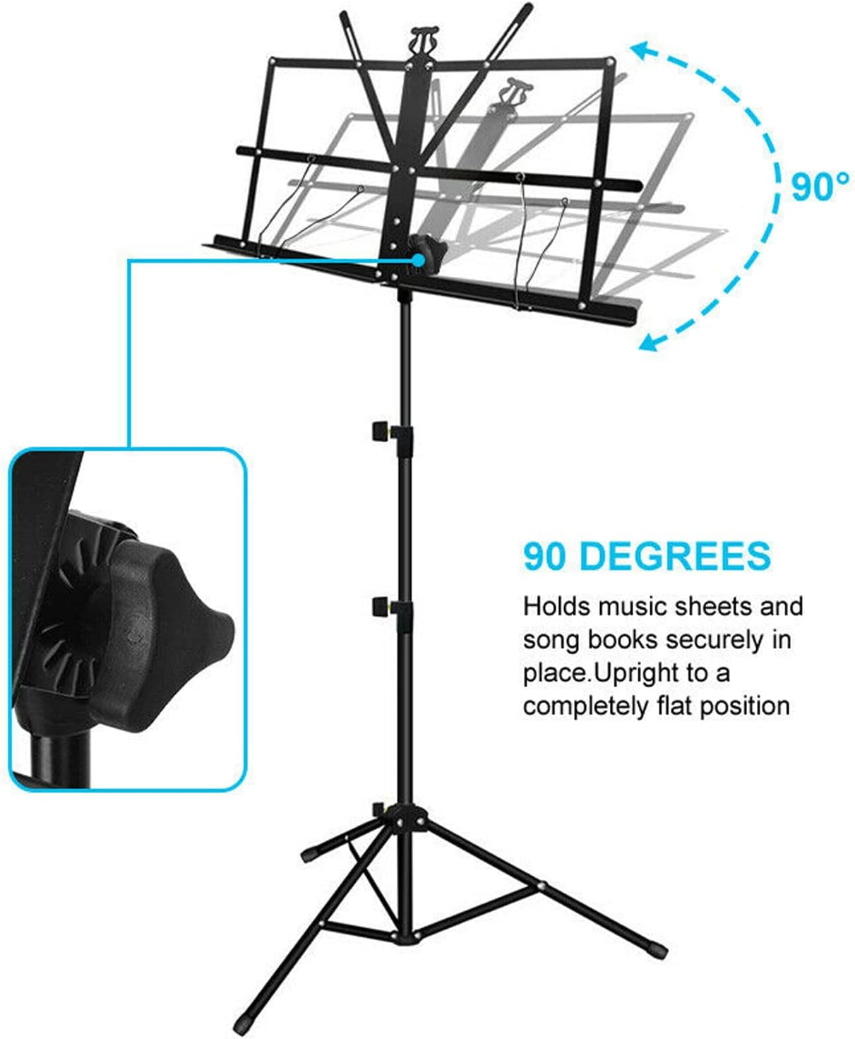 Foldable Sheet Music Stand Tripod Holder with Carry Bag for Stage Performence image number 3