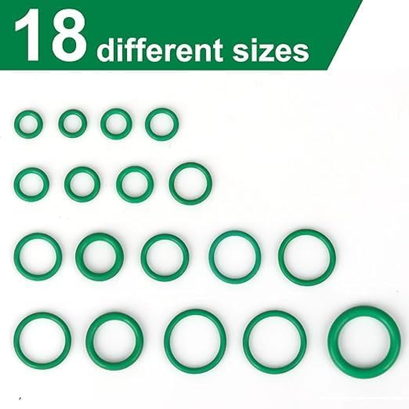 270Pcs O-Ring Kit,18 Sizes Assorted Rubber O-Rings for Car Auto Vehicle Repair, Air Conditioning and Compressor Seals