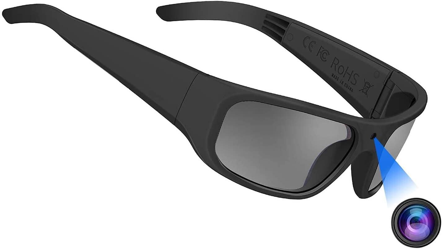 Oho 32GB Camera Glasses,24M Resolution H.265 1080P Smart Glasses with UV400 Sunglasses Lens for Outdoor Sport,Unisex - Black Frame-Black Lens-128Gb image number 3