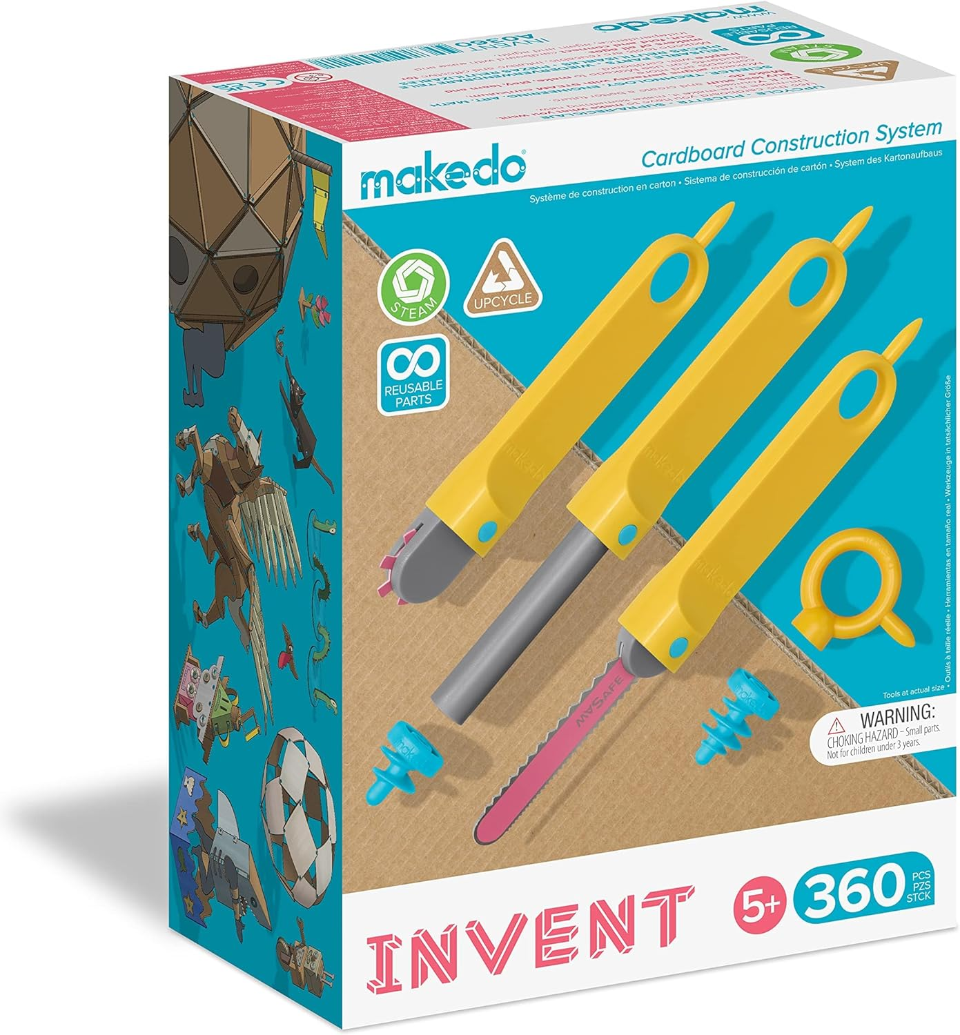 Makedo Invent | Cardboard Construction Tools for Kids Age 5+ | 360 Piece Toolkit in Large Sized Toolbox | Perfect for Classroom STEM Learning image number 6
