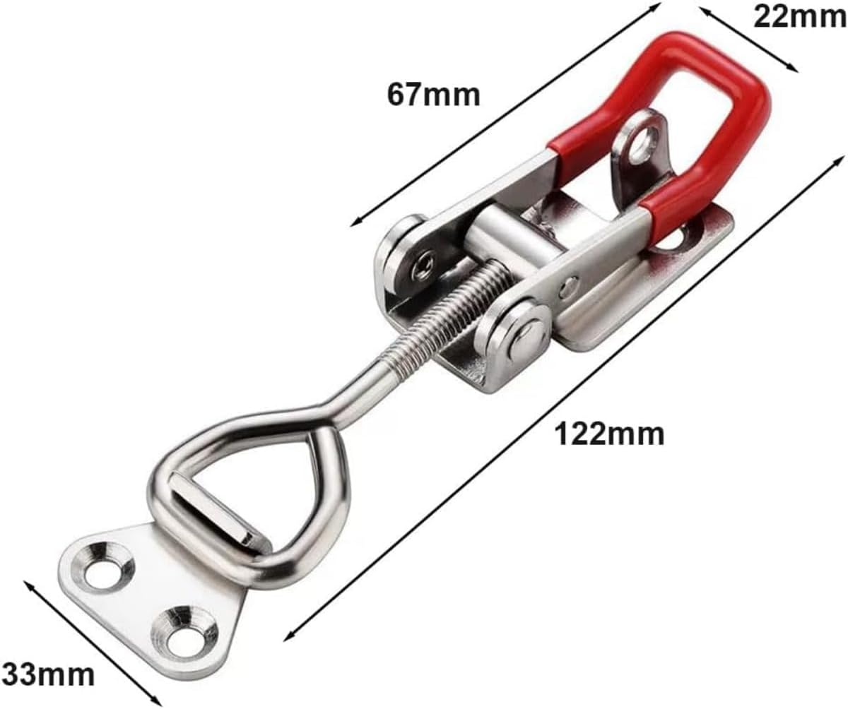 2PCS Stainless Steel Toggle Clamps - 122Mm Lockable Latch, Adjustable Clamps for Box Drawer Cabinet (122Mm)