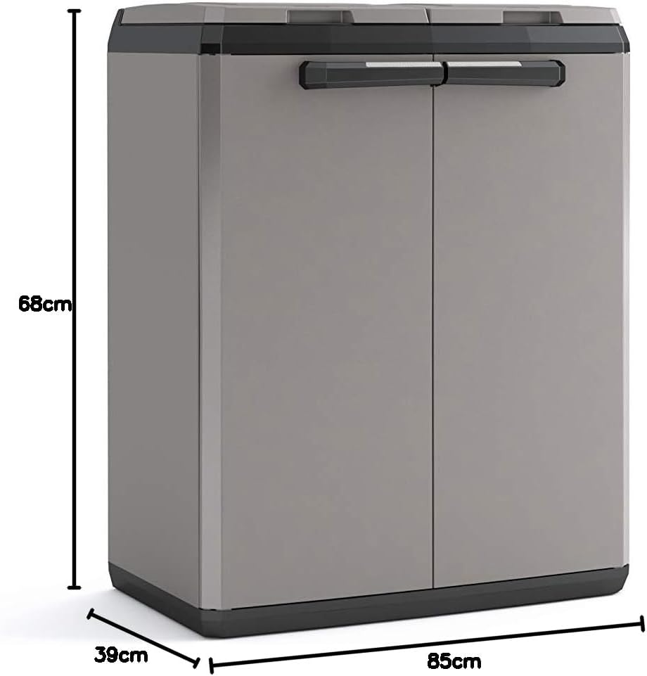 Keter Split Base Indoor Outdoor Multi Purpose Recycling Cabinet Grey/Black