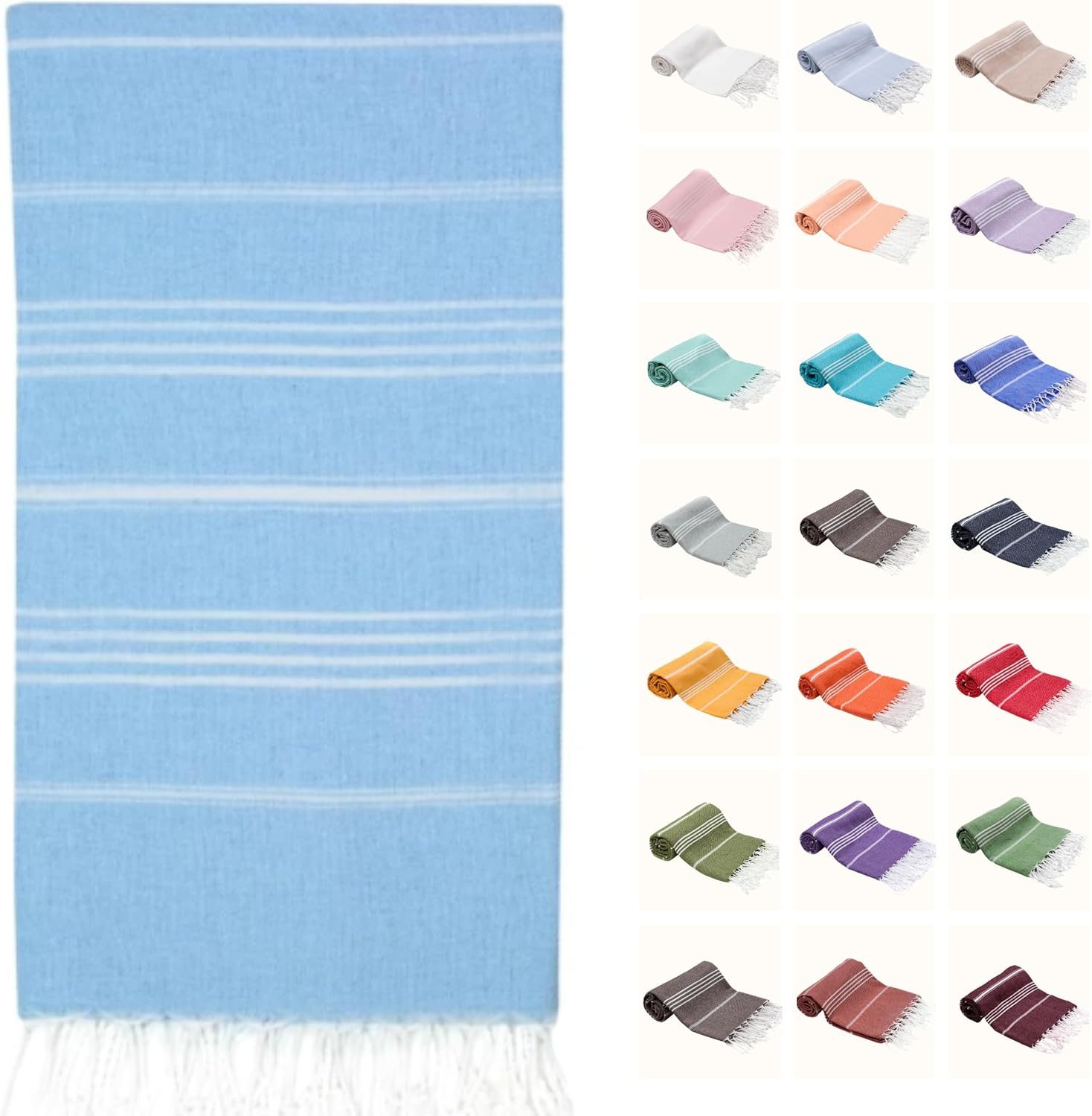 Park & Oz Turkish Peshtemal Beach Towels, 100% Cotton, Toallas Turcas, Lightweight, Fast Drying, Great for Travel, Yoga, Pool, Spa and Bath- Absorbent, Sand Free, Multipurpose Towel (Baby Pink)