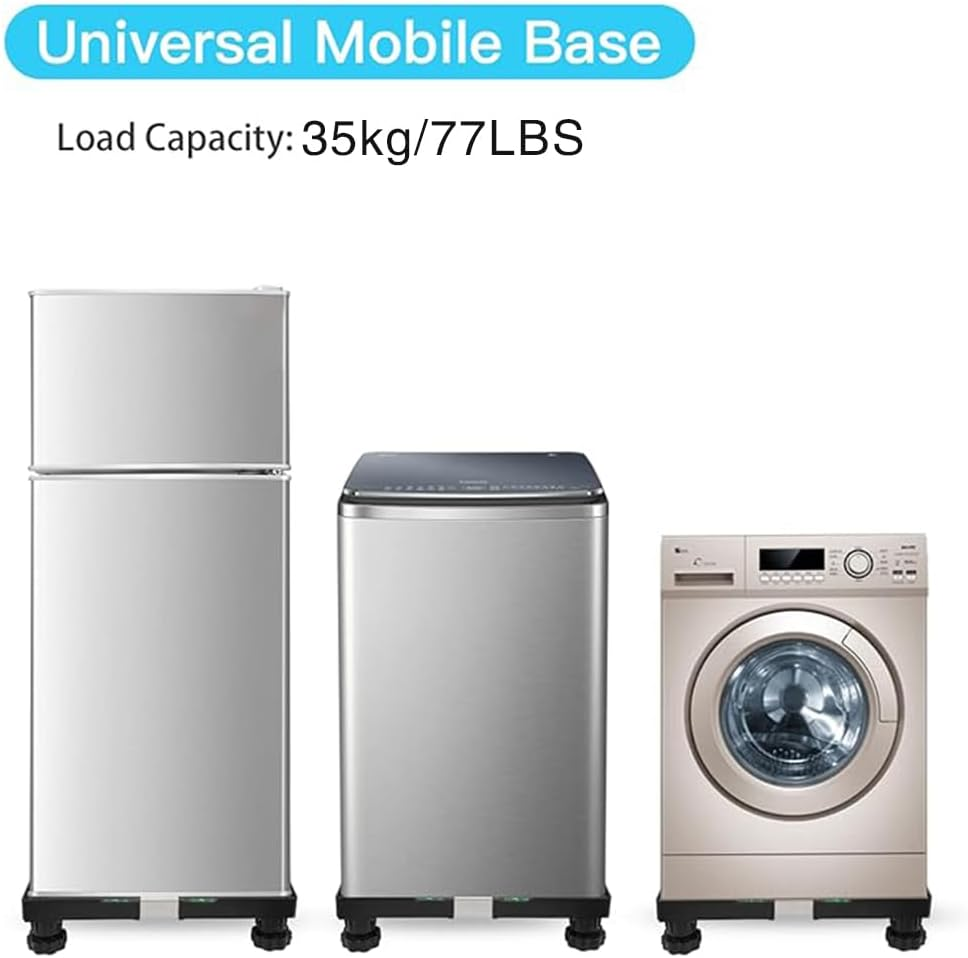 Universal Mobile Base Washing Machine Base with 4 Multi-Functional Heavy Duty Feet Adjustable Base for Adjustable Dryer Washing Machine and Refrigerator image number 1