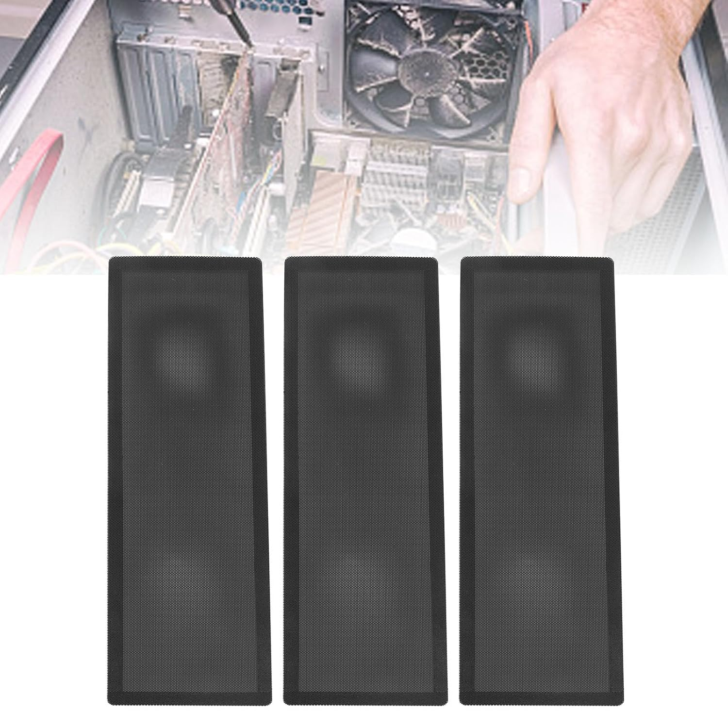 DIY PC Case Dust Mesh Filter, 10PCS PVC Dustproof Mesh Filter Cover with Magnetic Design, Computer Cooler Fan Dust Filter for Computer PC Case image number 2