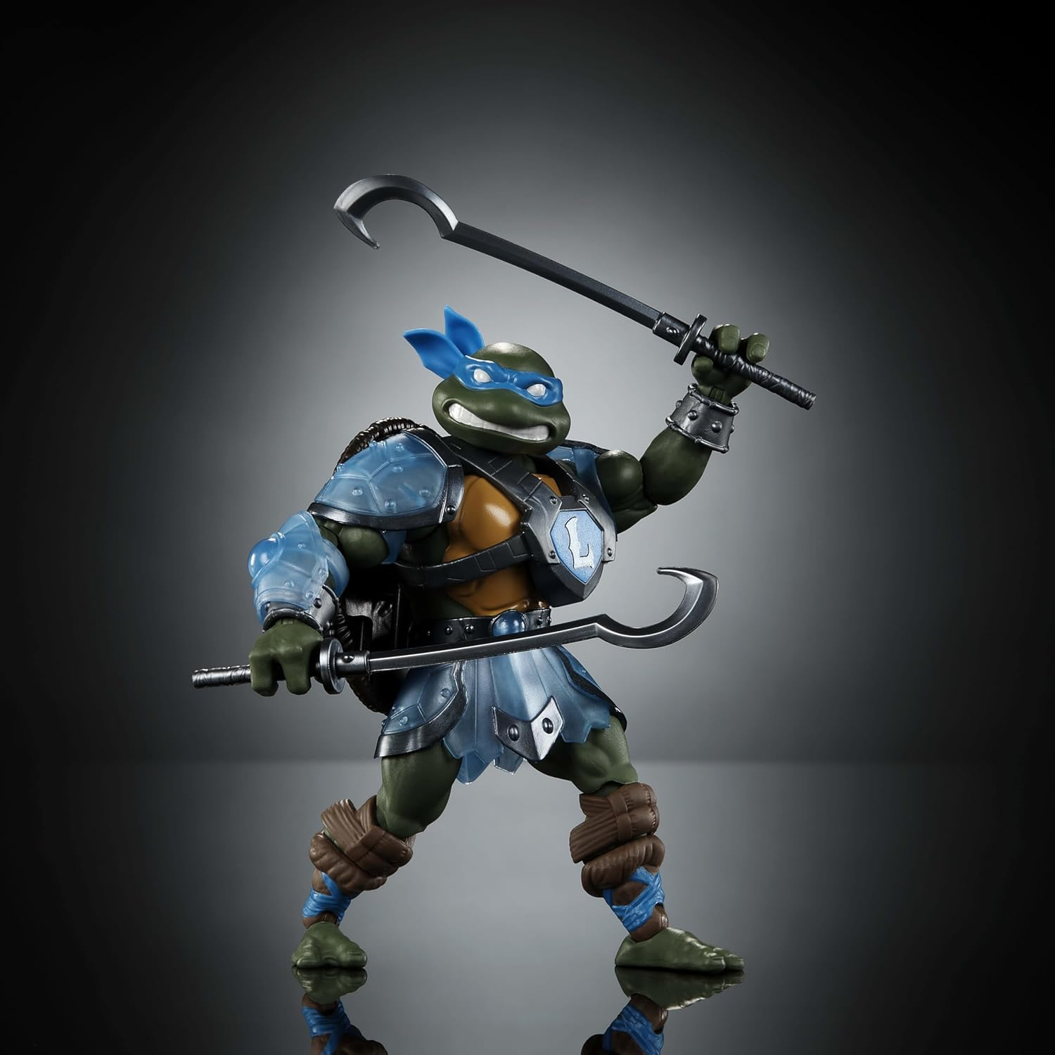 Masters of the Universe Origins Turtles of Grayskull Leonardo Reptile Wars Posable Action Figure, Teenage Mutant Ninja & Motu Crossover Hero Leo Toy image number 3