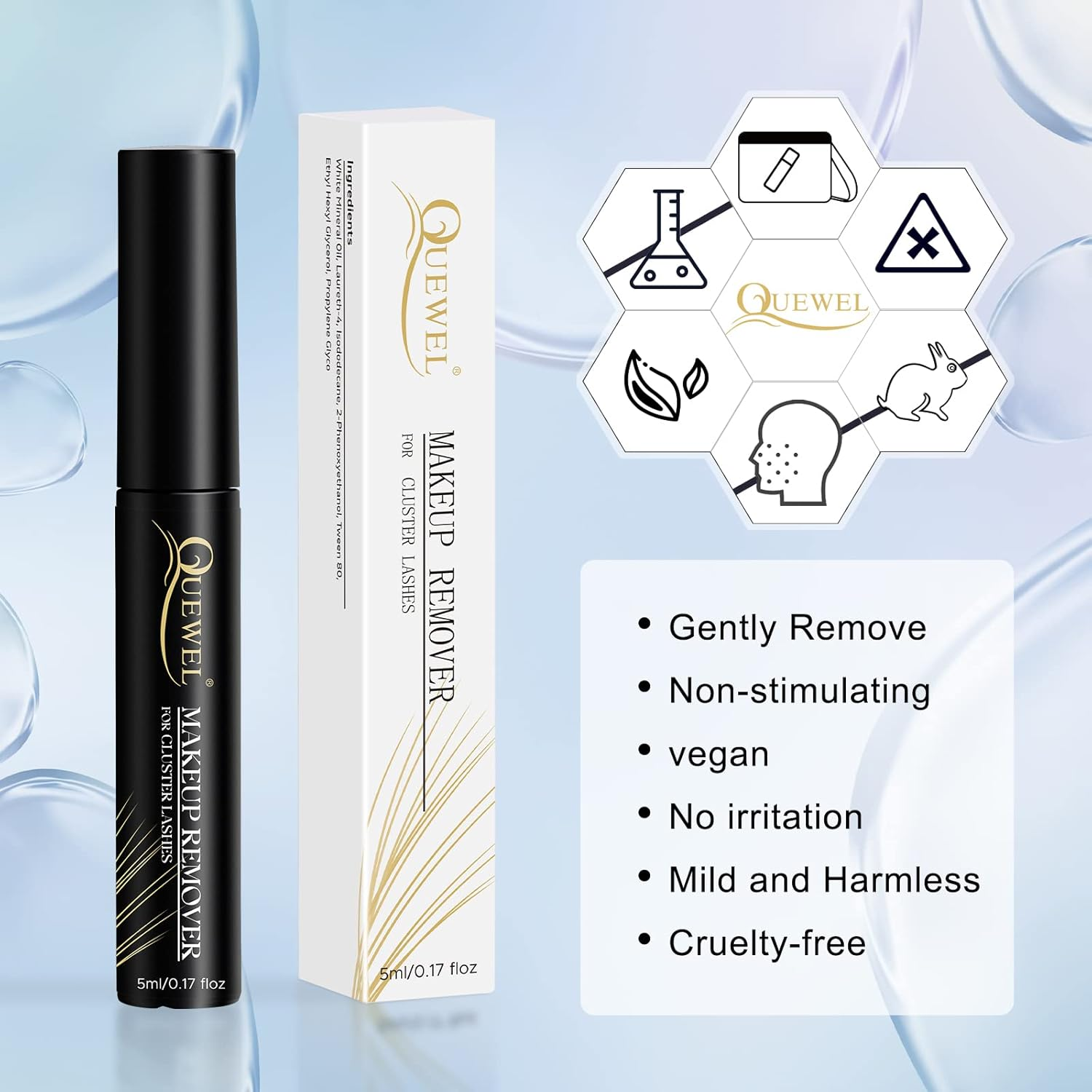 QUEWEL Lash Clusters Glue Remover 5Ml Eyelash Clusters Remove Cleanly for DIY Eyelash Extension of Removal Cluster Lashes image number 3